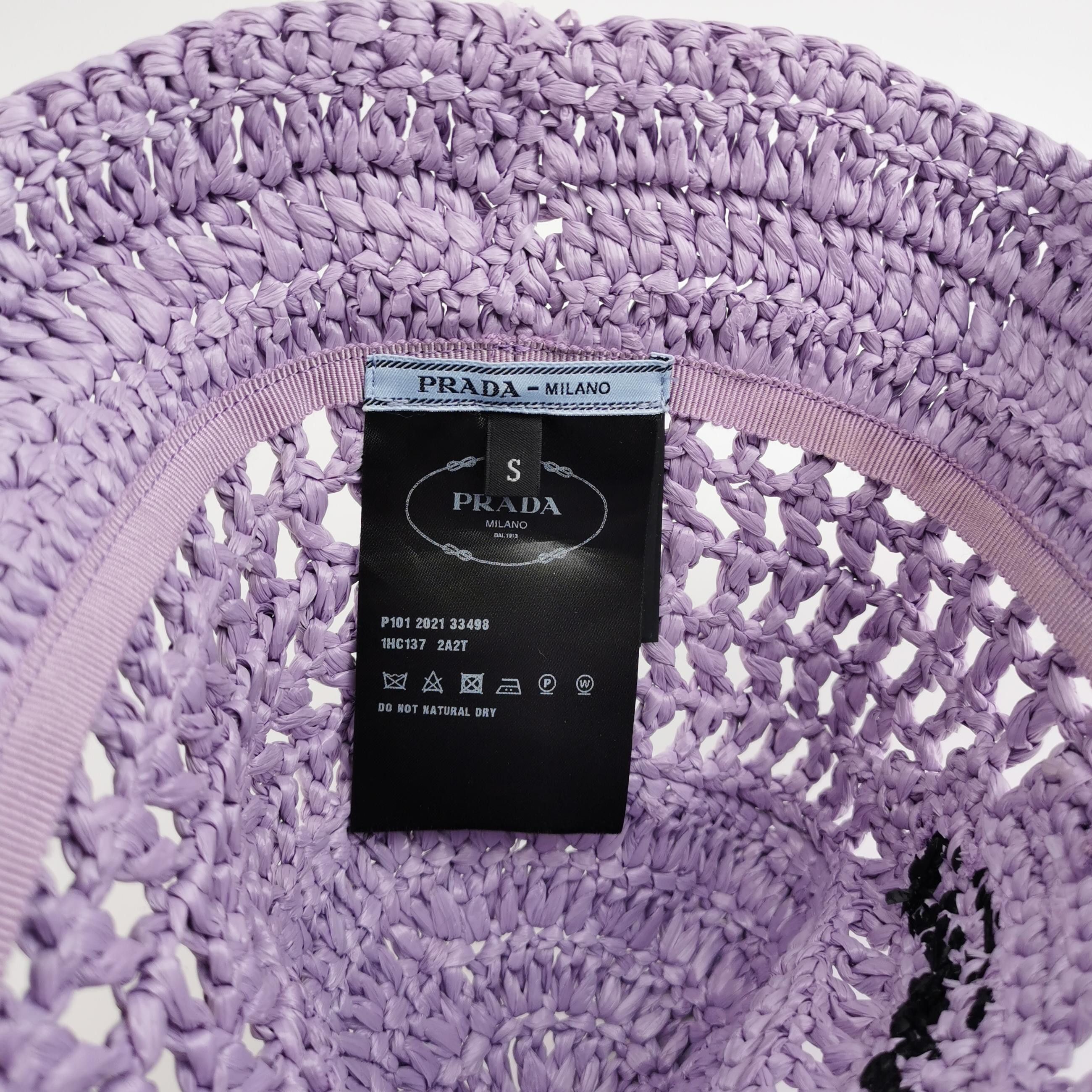 Prada Prada Logo Crochet Raffia Bucket Hat Size S Size ONE SIZE - 6 Thumbnail