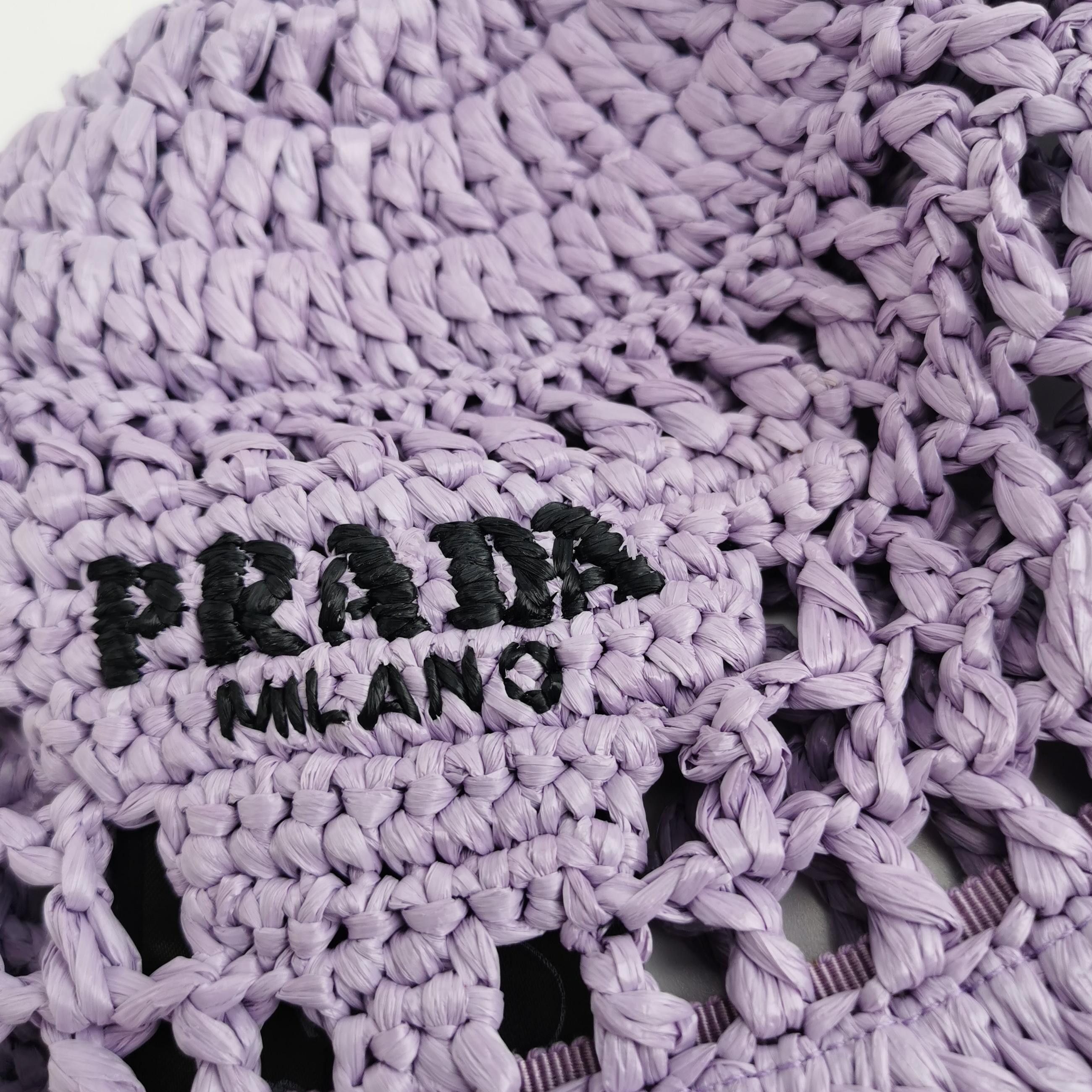 Prada Prada Logo Crochet Raffia Bucket Hat Size S Size ONE SIZE - 5 Thumbnail