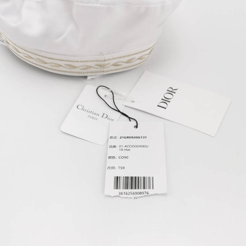 Dior Dior Cruise 2022 White Embroidered Baker Boy Hat 59 Size ONE SIZE - 10 Thumbnail