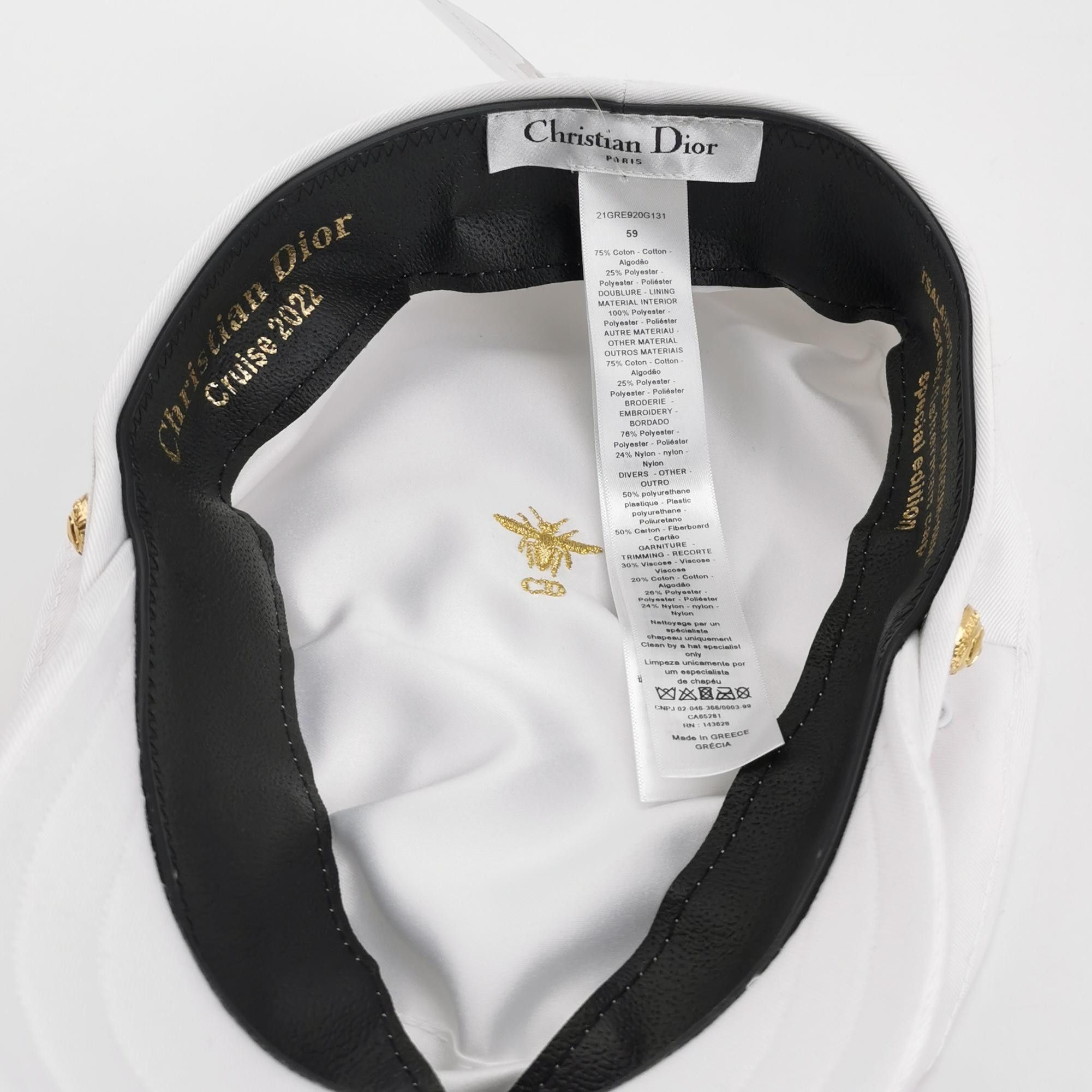 Dior Dior Cruise 2022 White Embroidered Baker Boy Hat 59 Size ONE SIZE - 6 Thumbnail