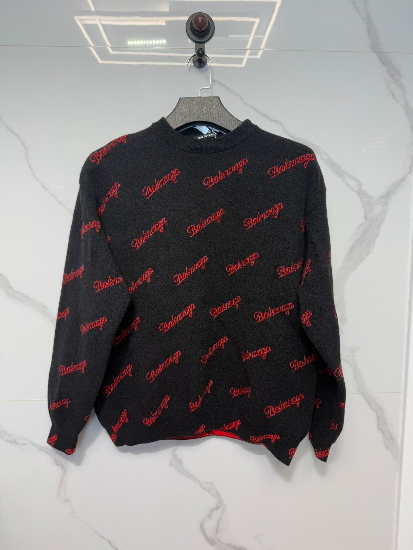 Balenciaga Balenciaga All-Over Logo Knit Sweater Size M Size US M / EU 48-50 / 2 - 2 Thumbnail