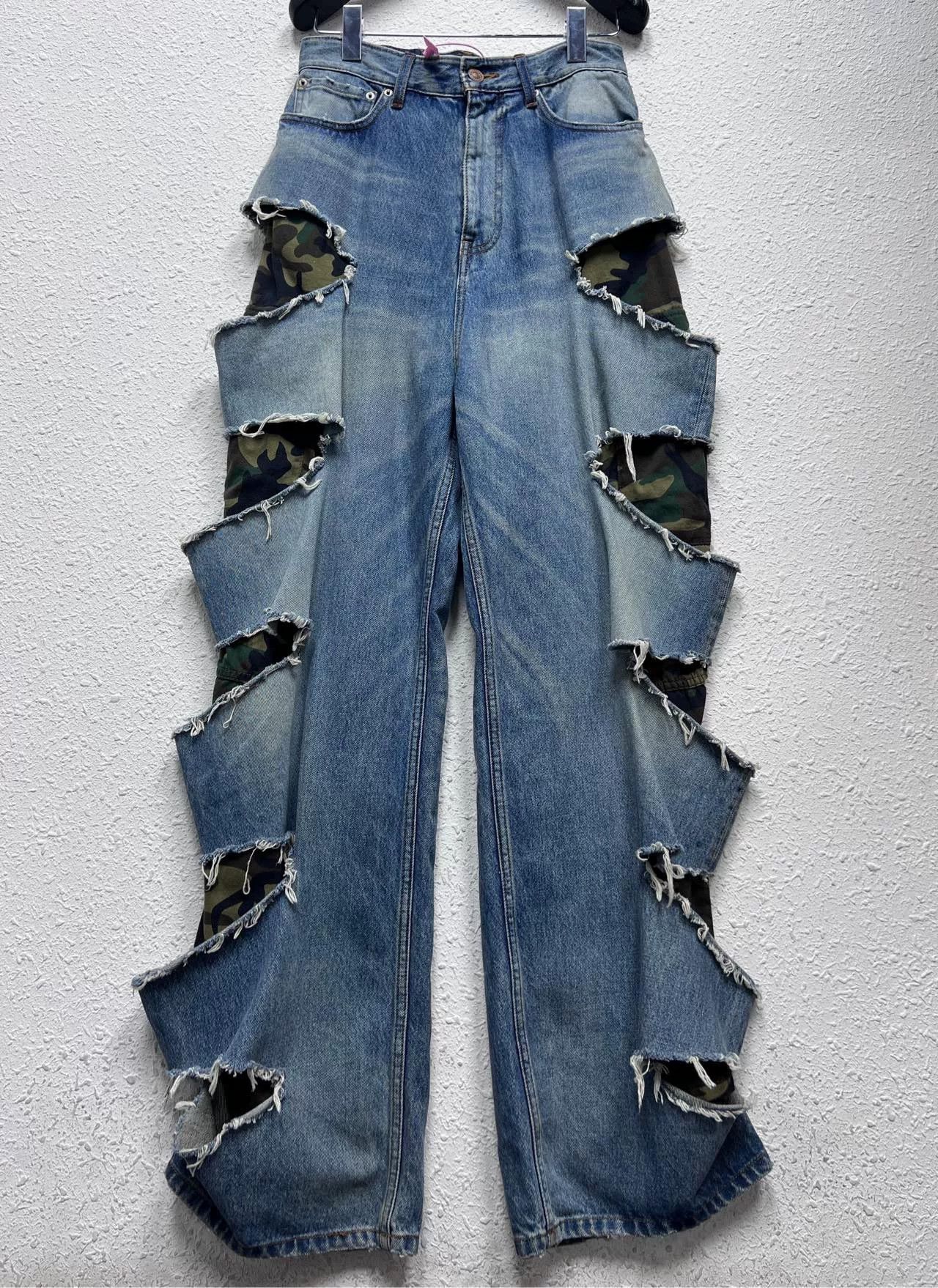 Balenciaga Balenciaga Slashed Camo Jeans XXS Size 25" / US 0 / IT 36 - 2 Thumbnail