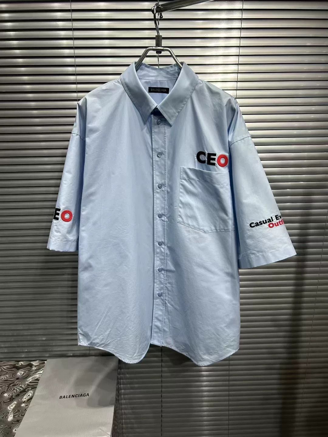 Balenciaga Balenciaga CEO Embroidered Blue Button Up Shirt Size S Size US S / EU 44-46 / 1 - 2 Thumbnail