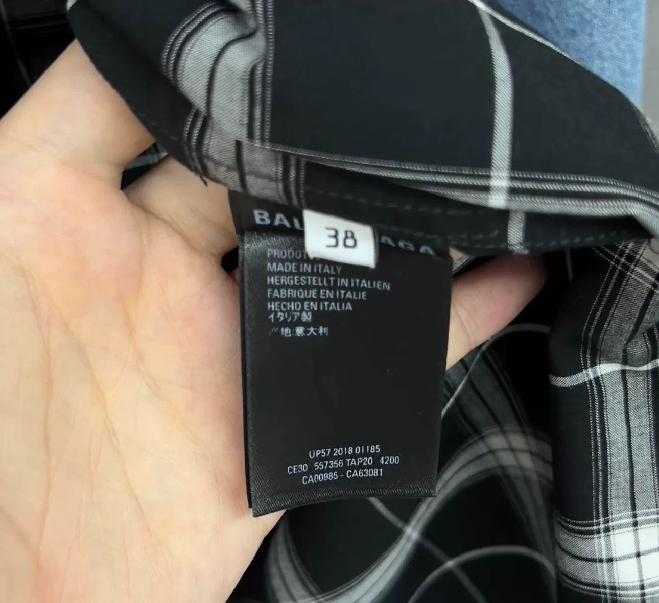 Balenciaga Balenciaga Plaid Denim Hybrid Hoodie Shirt Size XS Size US XS / EU 42 / 0 - 5 Thumbnail