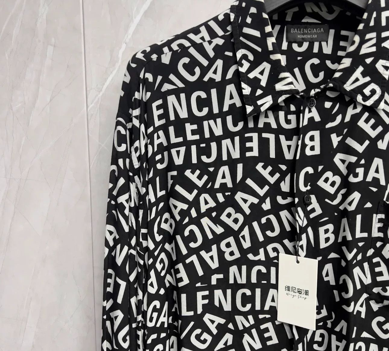 Balenciaga Balenciaga All-Over Logo Print Shirt Size S Size US S / EU 44-46 / 1 - 4 Thumbnail