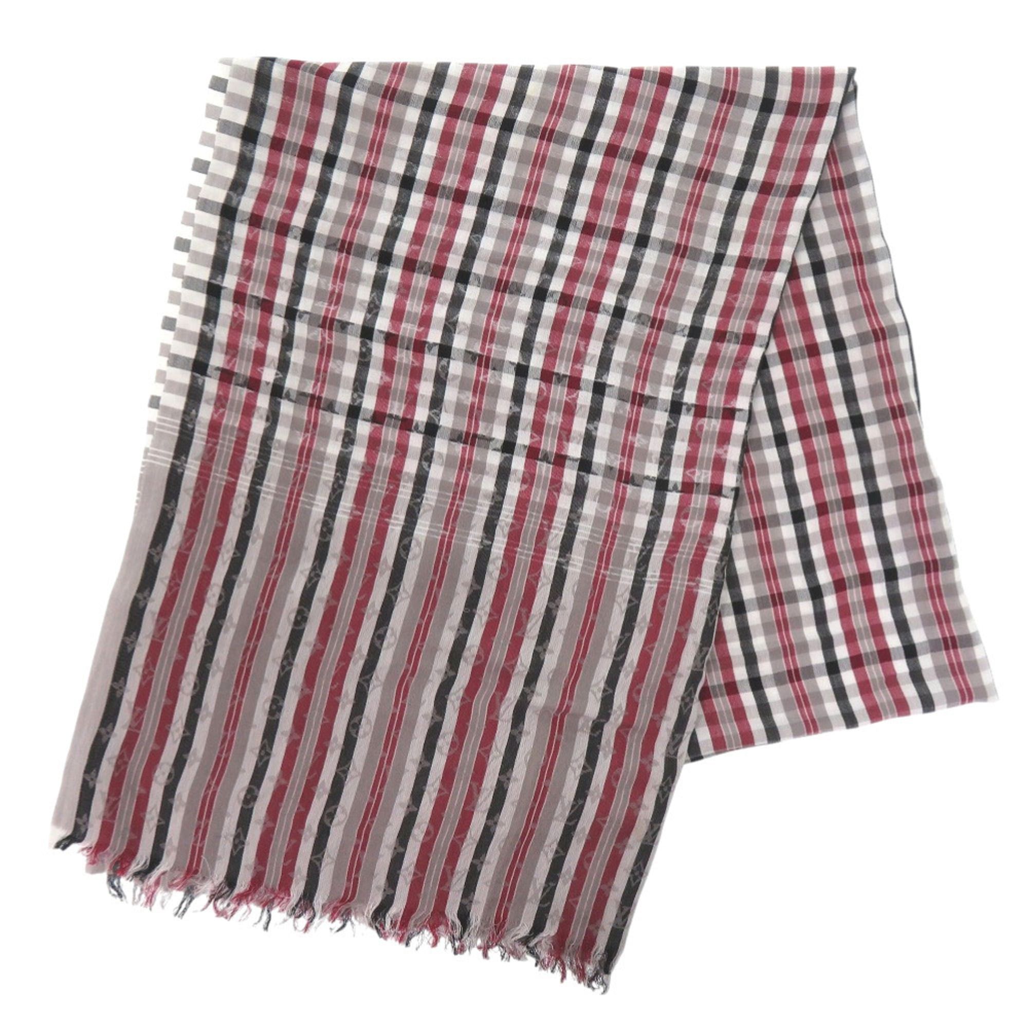 Louis Vuitton Excellent condition Louis Vuitton Etol Madras check monogram stole M75581 Cotton Gray Black Red Scarf Muffler LV 0793 LOUIS VUITTON Size ONE SIZE - 2 Thumbnail