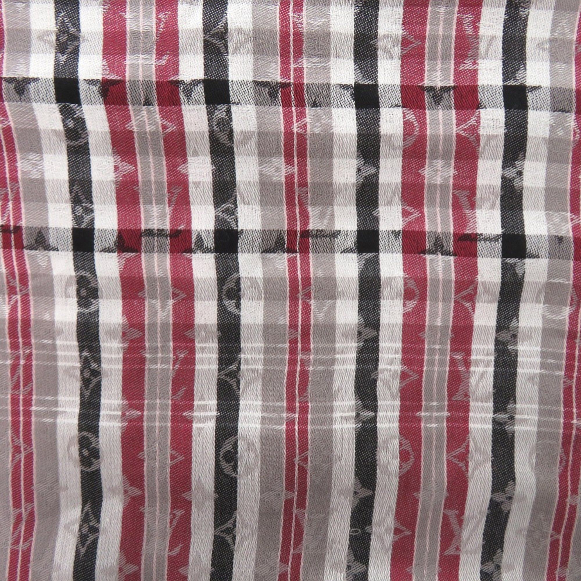 Louis Vuitton Excellent condition Louis Vuitton Etol Madras check monogram stole M75581 Cotton Gray Black Red Scarf Muffler LV 0793 LOUIS VUITTON Size ONE SIZE - 5 Thumbnail
