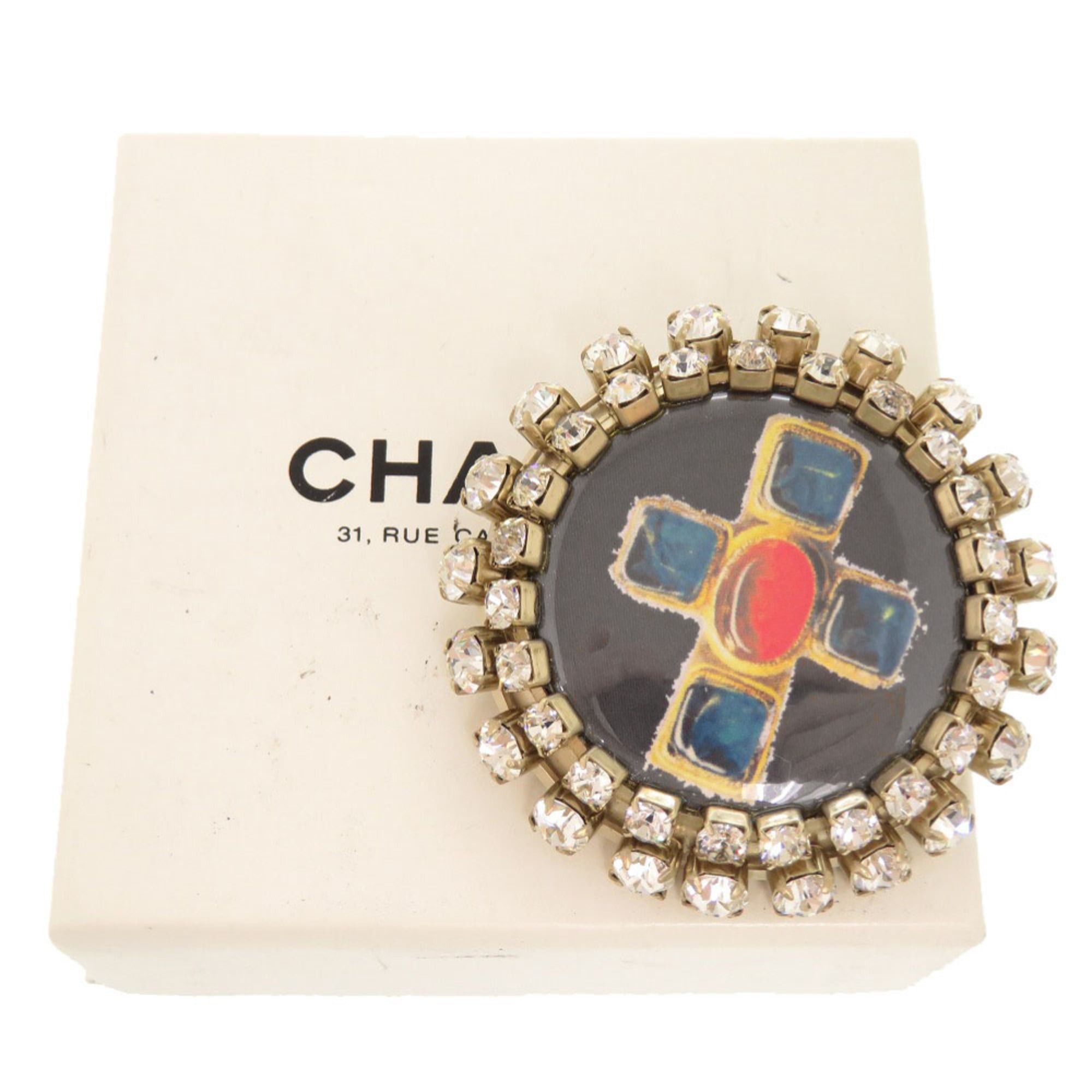 Chanel Excellent condition Chanel cross motif metal rhinestone black brooch 0445CHANEL Size ONE SIZE - 2 Thumbnail