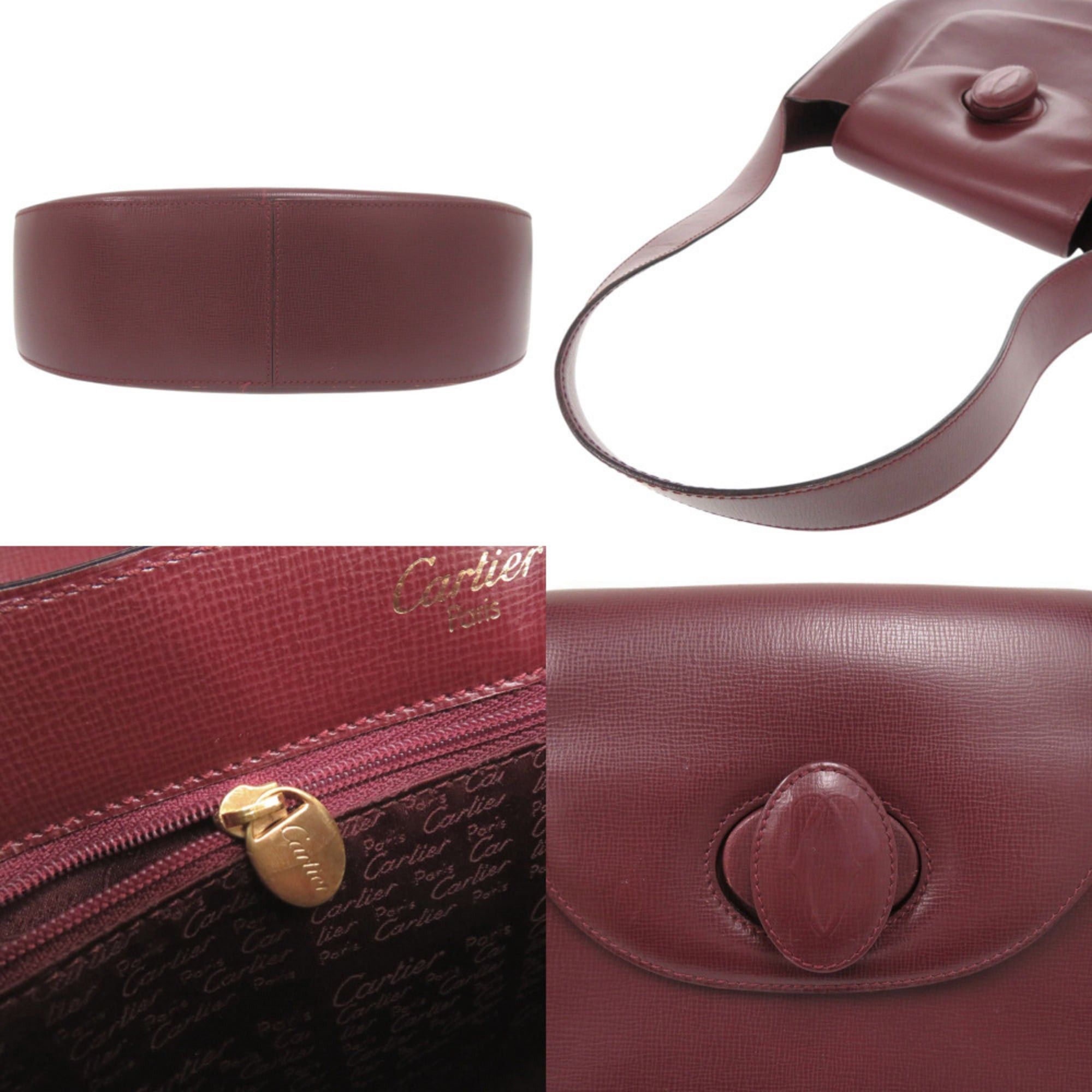 Cartier Excellent condition Cartier Must Line leather burgundy one-shoulder bag 0673CARTIER Size ONE SIZE - 5 Thumbnail