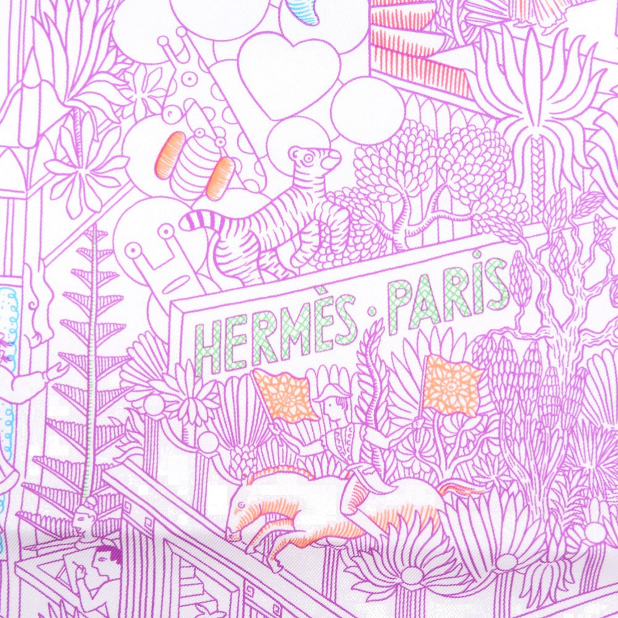 Hermes Excellent condition Hermes Carre 90 Animapolis silk purple scarf/muffler 0318HERMES Size ONE SIZE - 4 Thumbnail