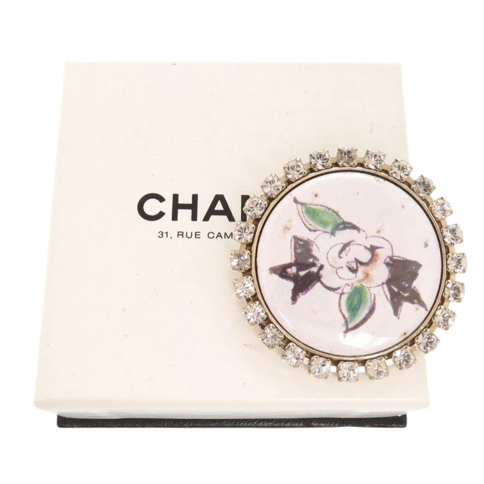 Chanel Excellent condition Chanel Camellia design metal rhinestone white brooch 0444CHANEL Size ONE SIZE - 2 Thumbnail