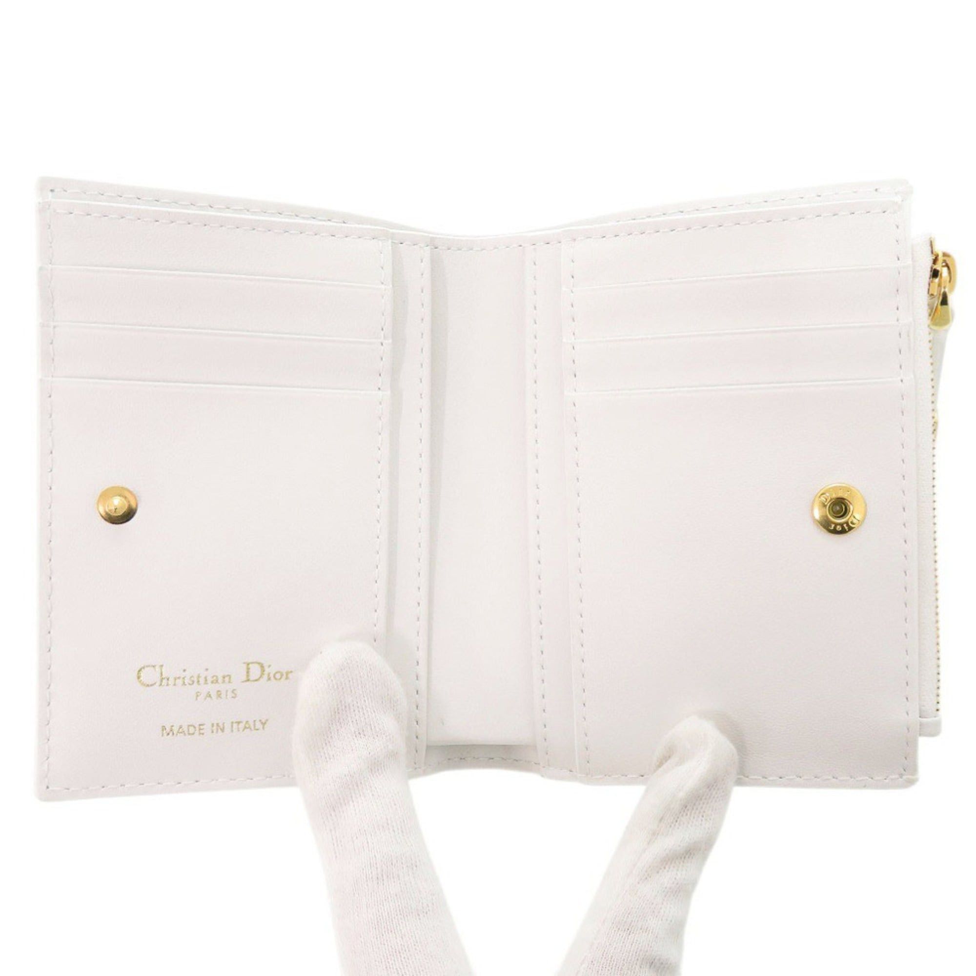 Dior Christian Dior Like New Dior Caro Dahlia Wallet Heart Leather White Bi-fold 1344Dior Size ONE SIZE - 5 Thumbnail
