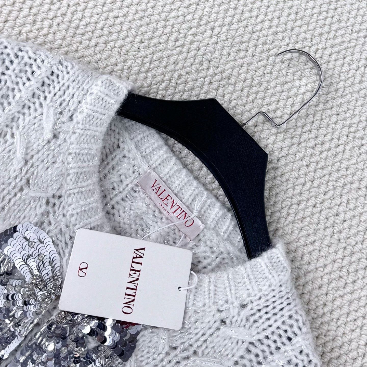 Valentino Valentino White Bowknot Sequin Knit Sweater Size M / US 6-8 / IT 42-44 - 3 Thumbnail