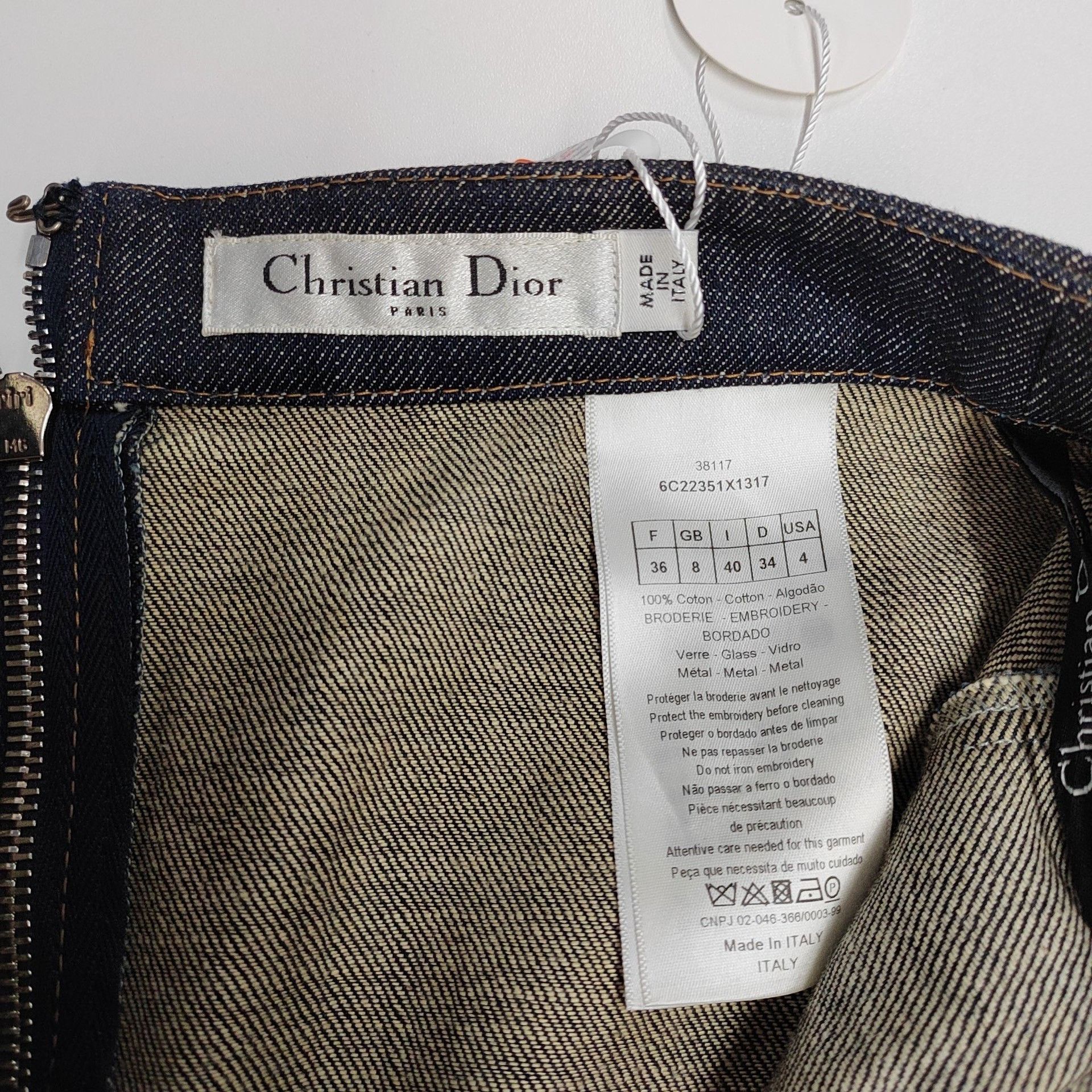 Dior Dior Dark Blue Denim Rhinestone Beaded Skirt Size 36" / US 14 / IT 50 - 6 Thumbnail