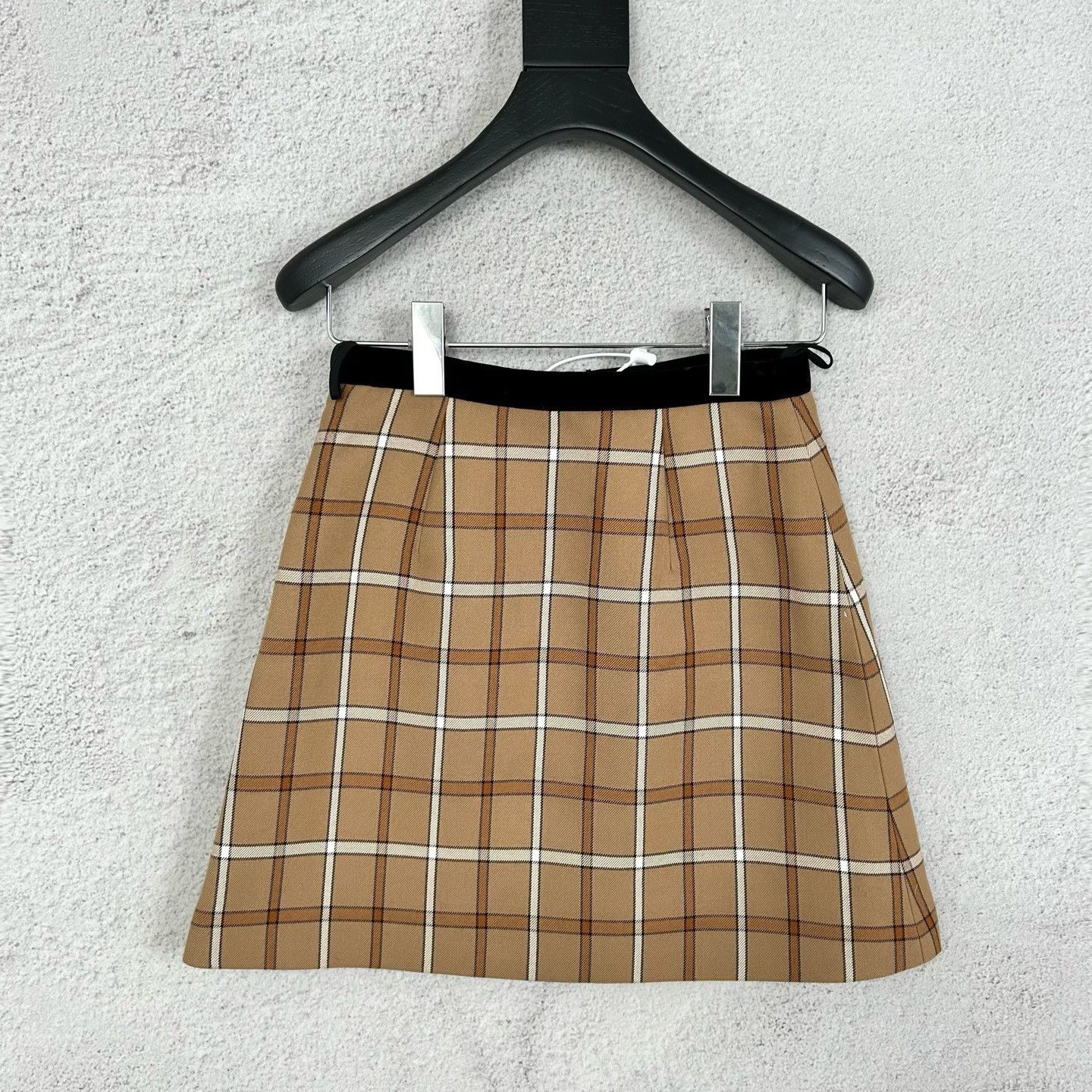 Miu Miu Miumiu Khaki Plaid Patchwork Button Skirt Size 38" / US 16 / IT 52 - 2 Thumbnail