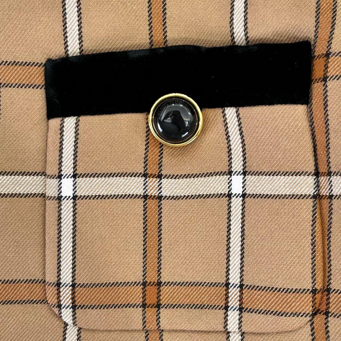 Miu Miu Miumiu Khaki Plaid Patchwork Button Skirt Size 38" / US 16 / IT 52 - 6 Thumbnail