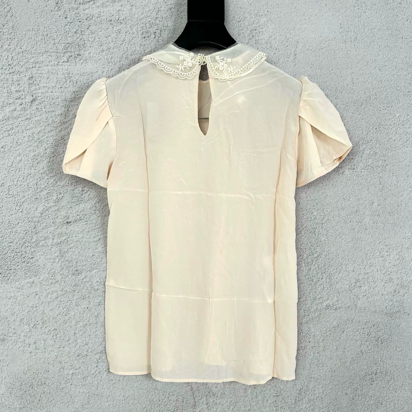 Miu Miu Miumiu Lace Silk Short-Sleeve Top Size XS / US 0-2 / IT 36-38 - 2 Thumbnail
