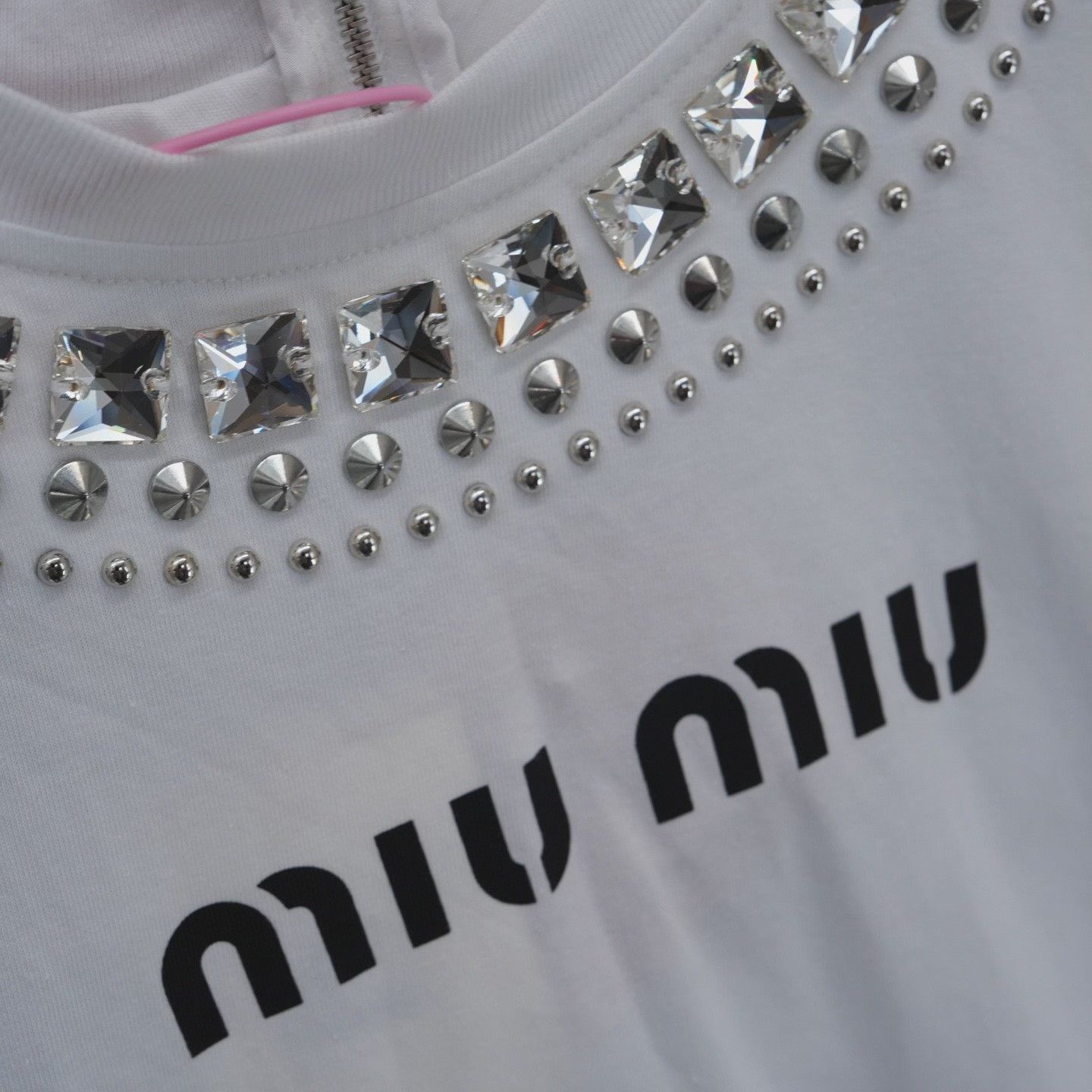 Miu Miu MIU MIU Rhinestone Logo Short-Sleeve Top Size S / US 4 / IT 40 - 3 Thumbnail