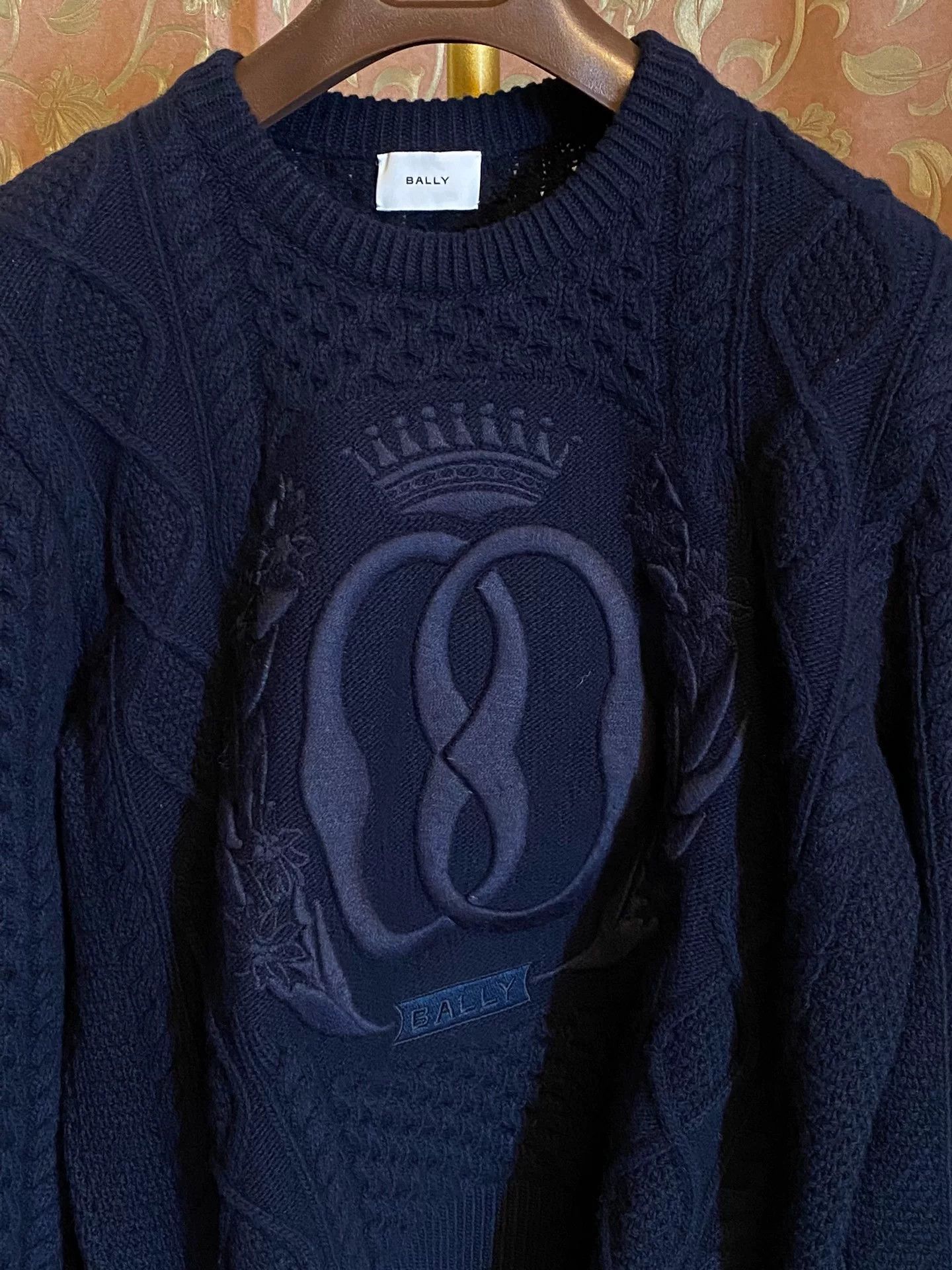 Bally BALLY Dark Blue Cable-Knit Wool Sweater Size US S / EU 44-46 / 1 - 2 Thumbnail