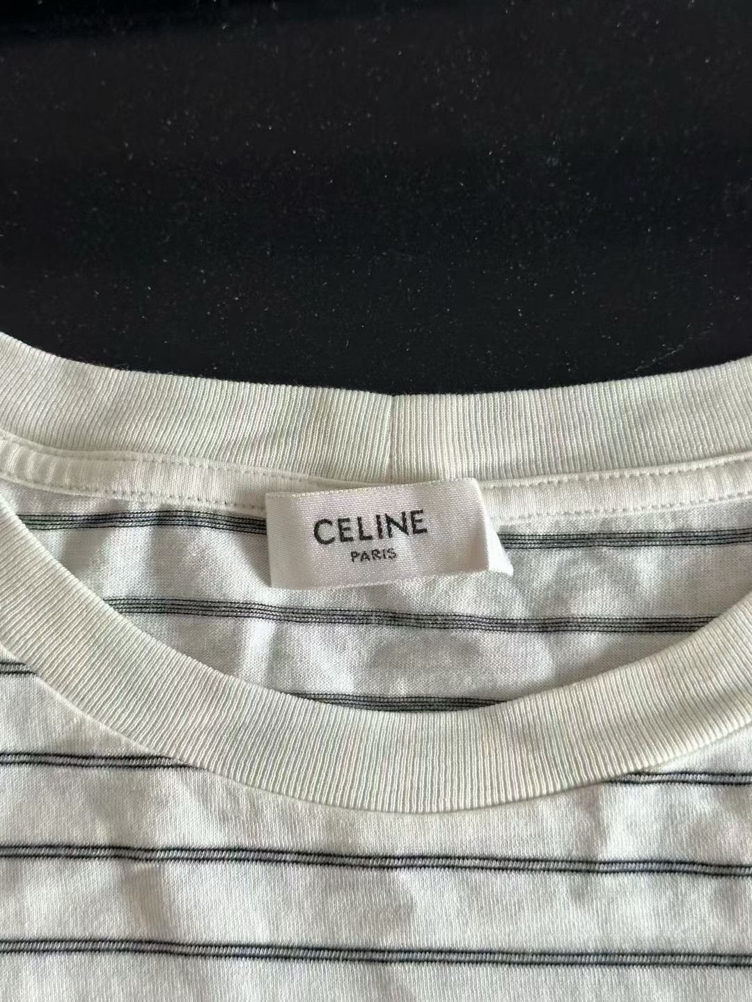 Celine Celine Gray White Striped Logo Short-Sleeve T-Shirt Size XS / US 0-2 / IT 36-38 - 3 Thumbnail