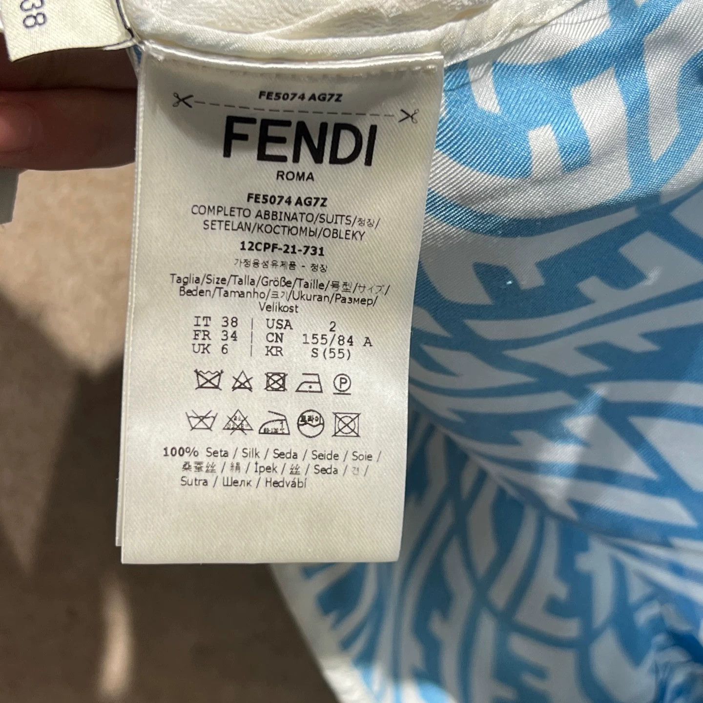 Fendi Fendi Blue FF Logo Silk Shirt Shorts Set Size S / US 4 / IT 40 - 8 Thumbnail
