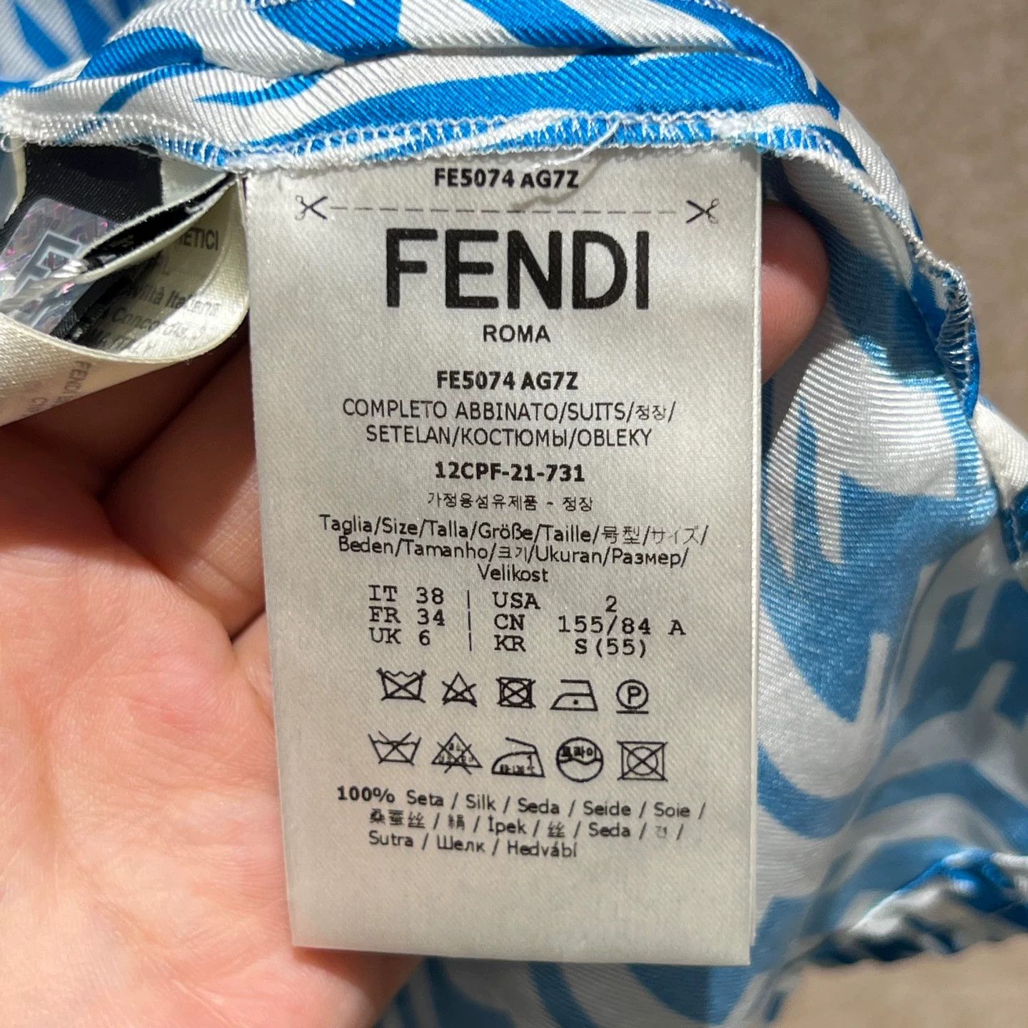 Fendi Fendi Blue FF Logo Silk Shirt Shorts Set Size S / US 4 / IT 40 - 7 Thumbnail