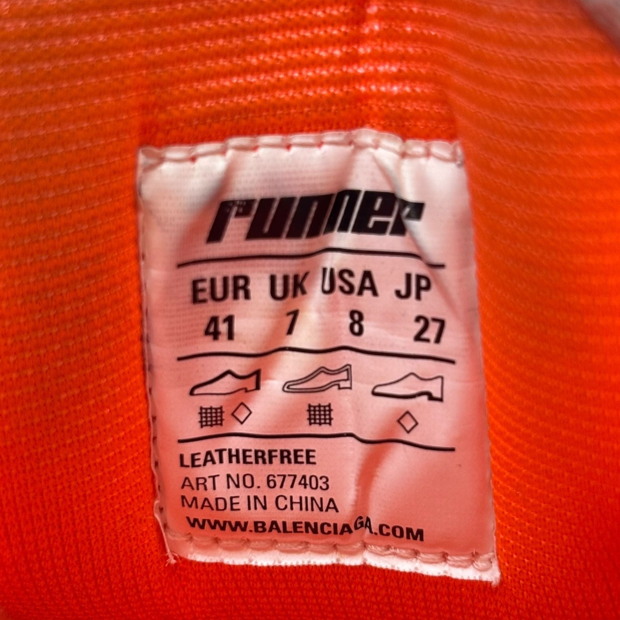 Balenciaga Runner Sneaker Orange & White Size US 7.5 / EU 40-41 - 6 Thumbnail