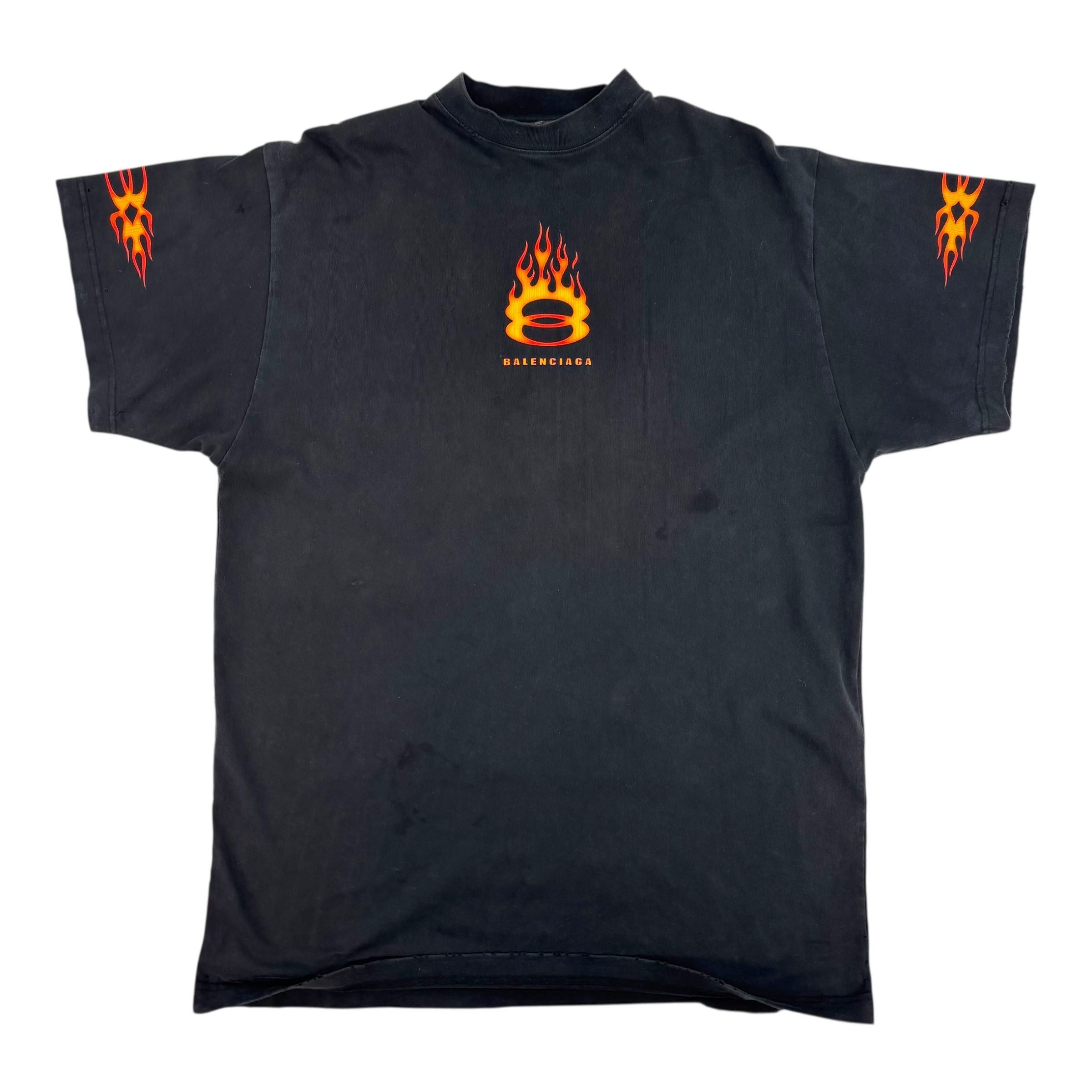 Balenciaga Burning Unity Tee Black Size US L / EU 52-54 / 3 - 2 Thumbnail