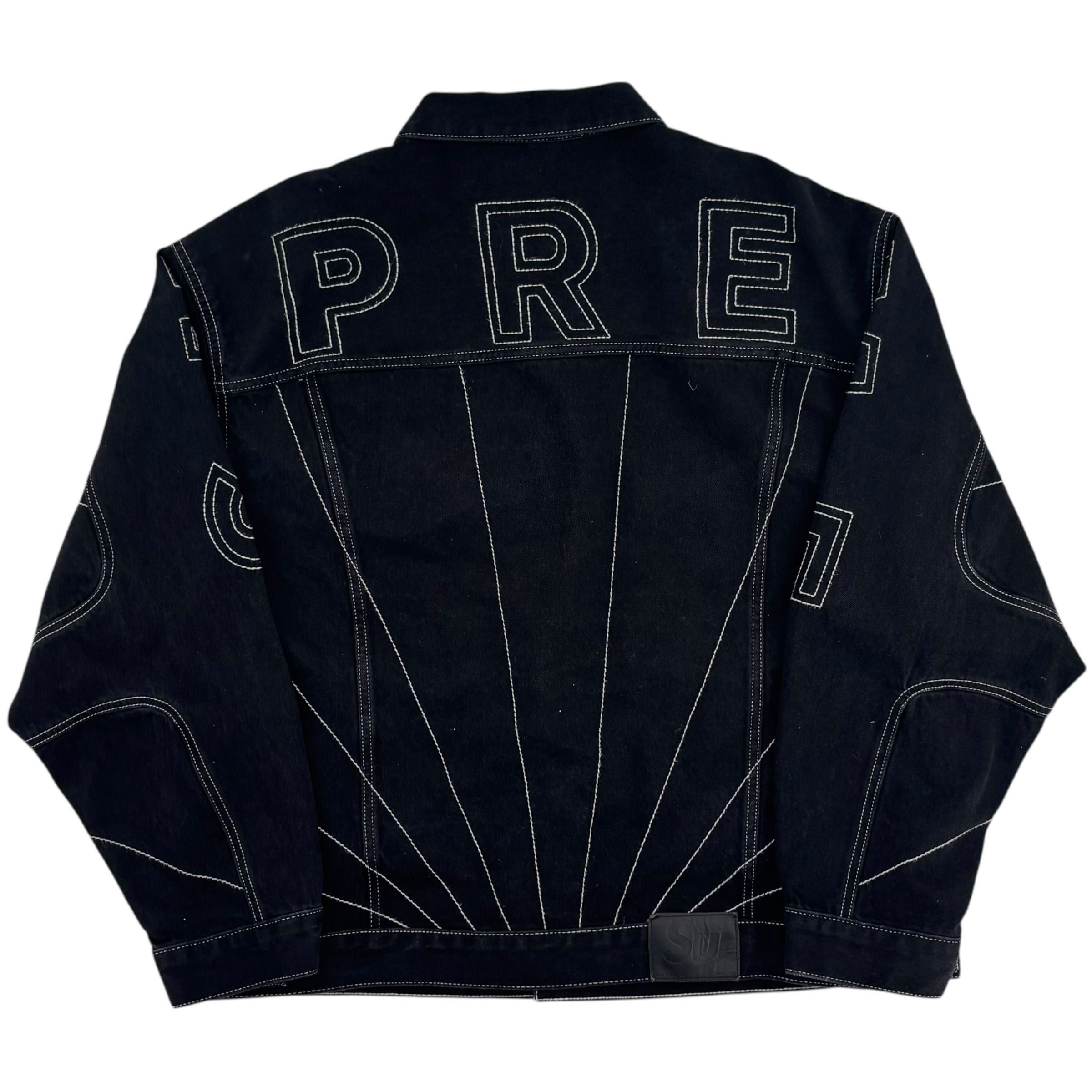 Supreme Radial Embroidered Denim Trucker Jacket Black Size US XXL / EU 58 / 5 - 3 Thumbnail