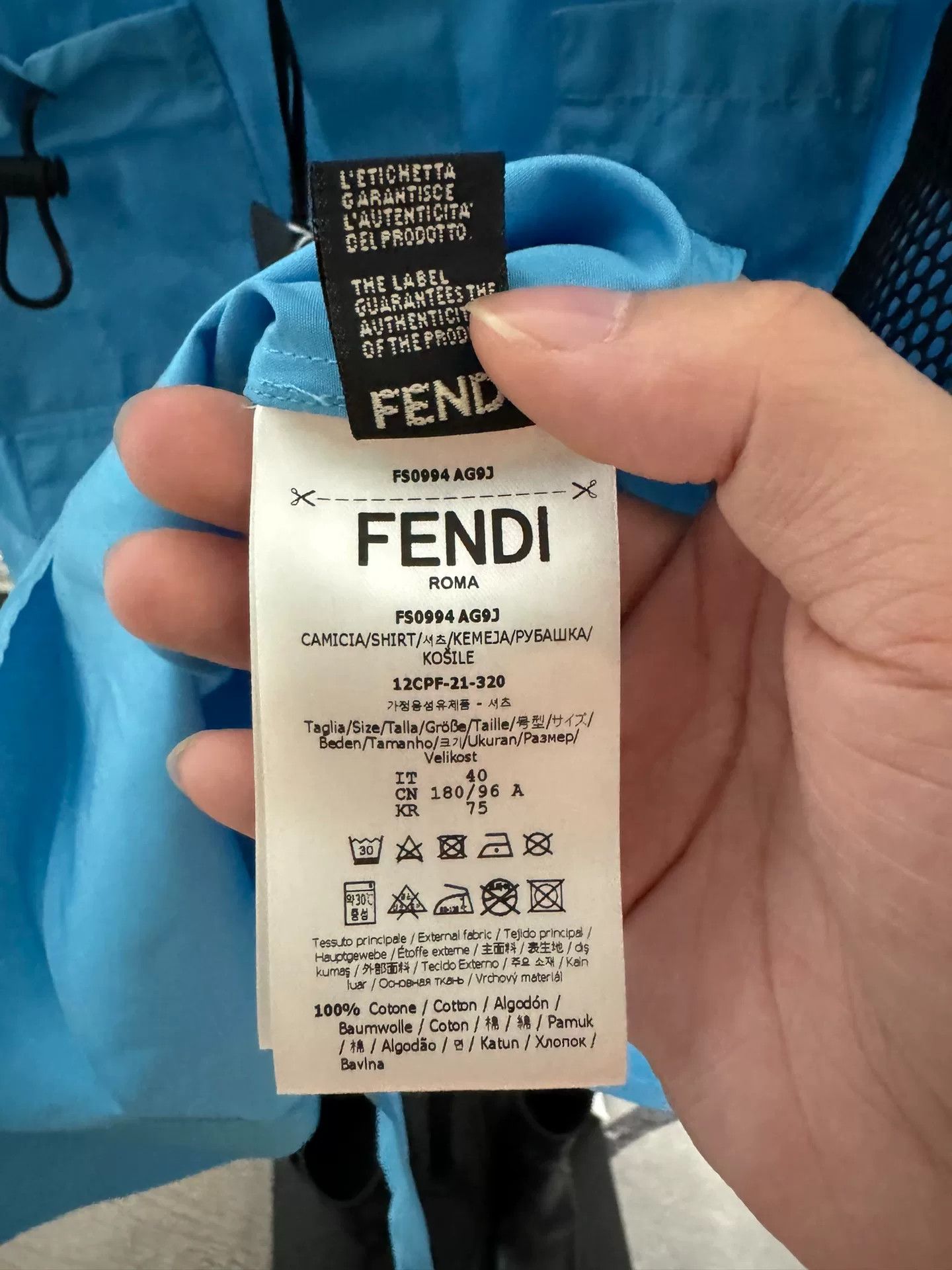 Fendi Fendi Blue Tactical Shirt Size M Size US M / EU 48-50 / 2 - 7 Thumbnail