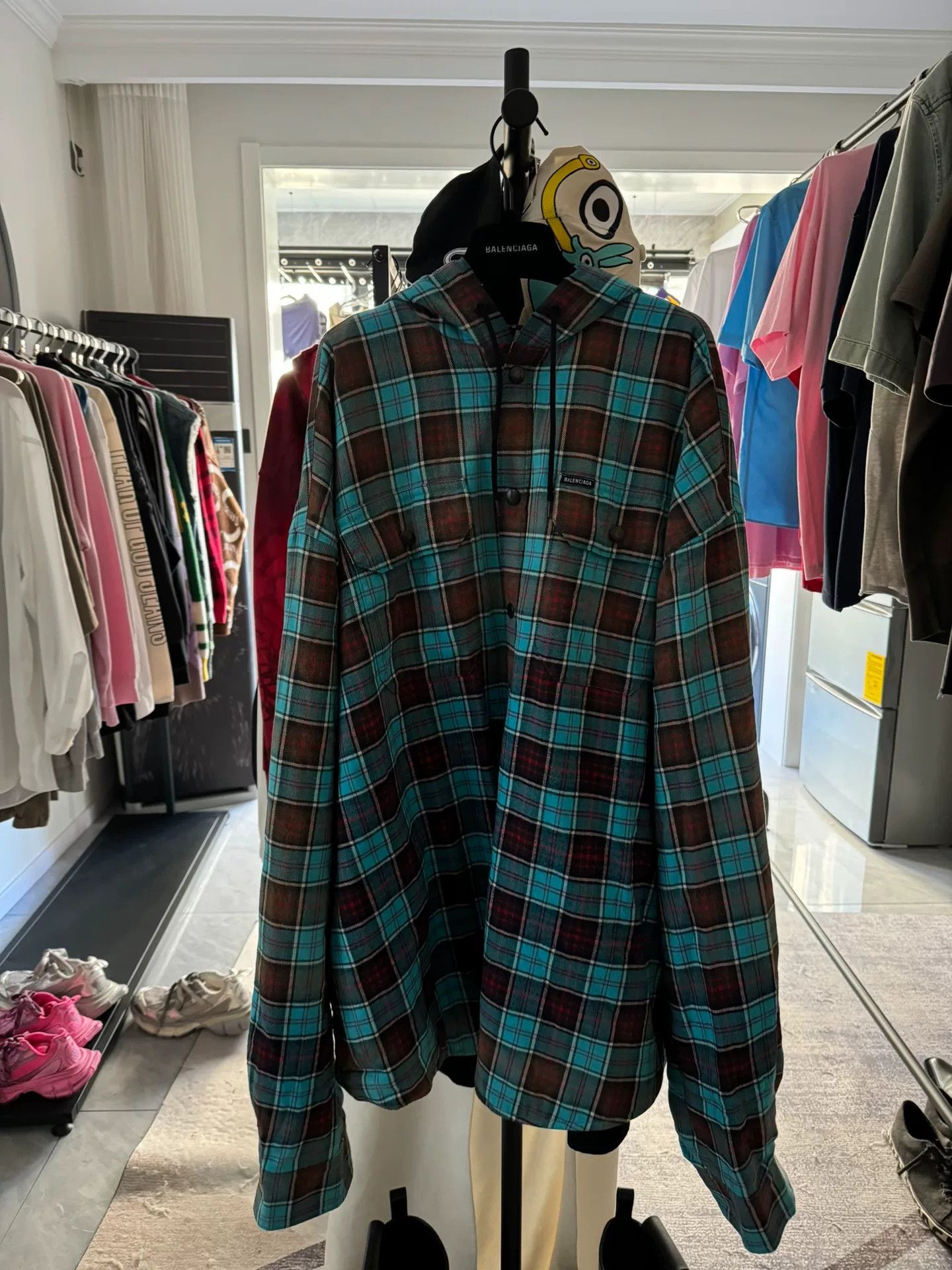Balenciaga Balenciaga Plaid Flannel Hooded Shirt Size XS Size US XS / EU 42 / 0 - 2 Thumbnail