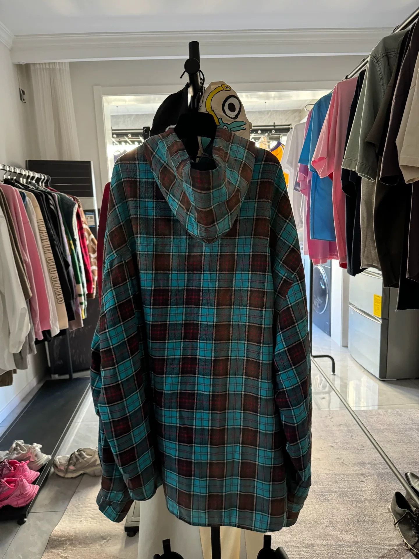 Balenciaga Balenciaga Plaid Flannel Hooded Shirt Size XS Size US XS / EU 42 / 0 - 4 Thumbnail