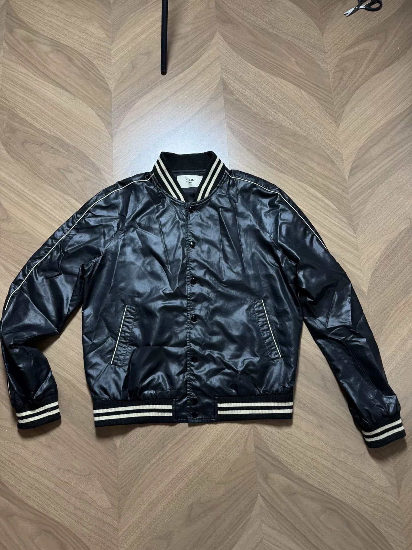 Celine CELINE Black Polyester Bomber Jacket Size M Size US M / EU 48-50 / 2 - 2 Thumbnail