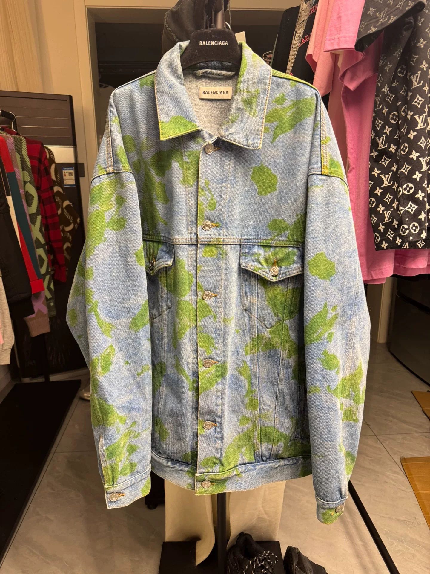 Balenciaga Balenciaga Tie-Dye Logo Denim Jacket Size 34 Size XXS / US 00 / IT 34 - 3 Thumbnail