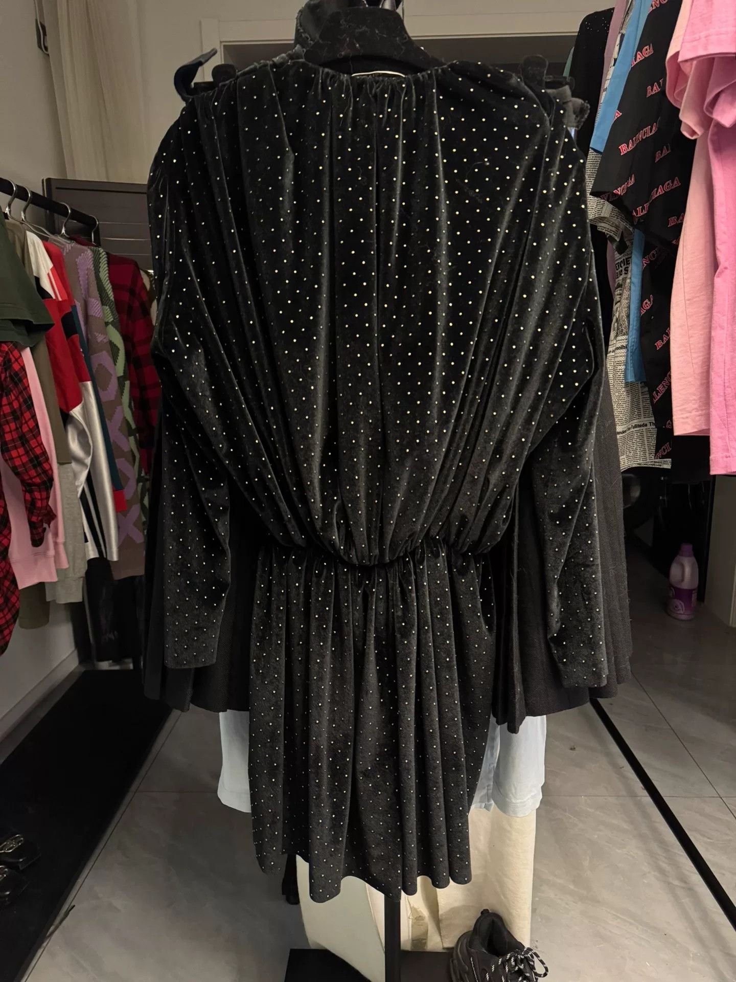 Balenciaga Balenciaga Rhinestone Velvet Mini Dress Size 36 Size XS / US 0-2 / IT 36-38 - 4 Thumbnail