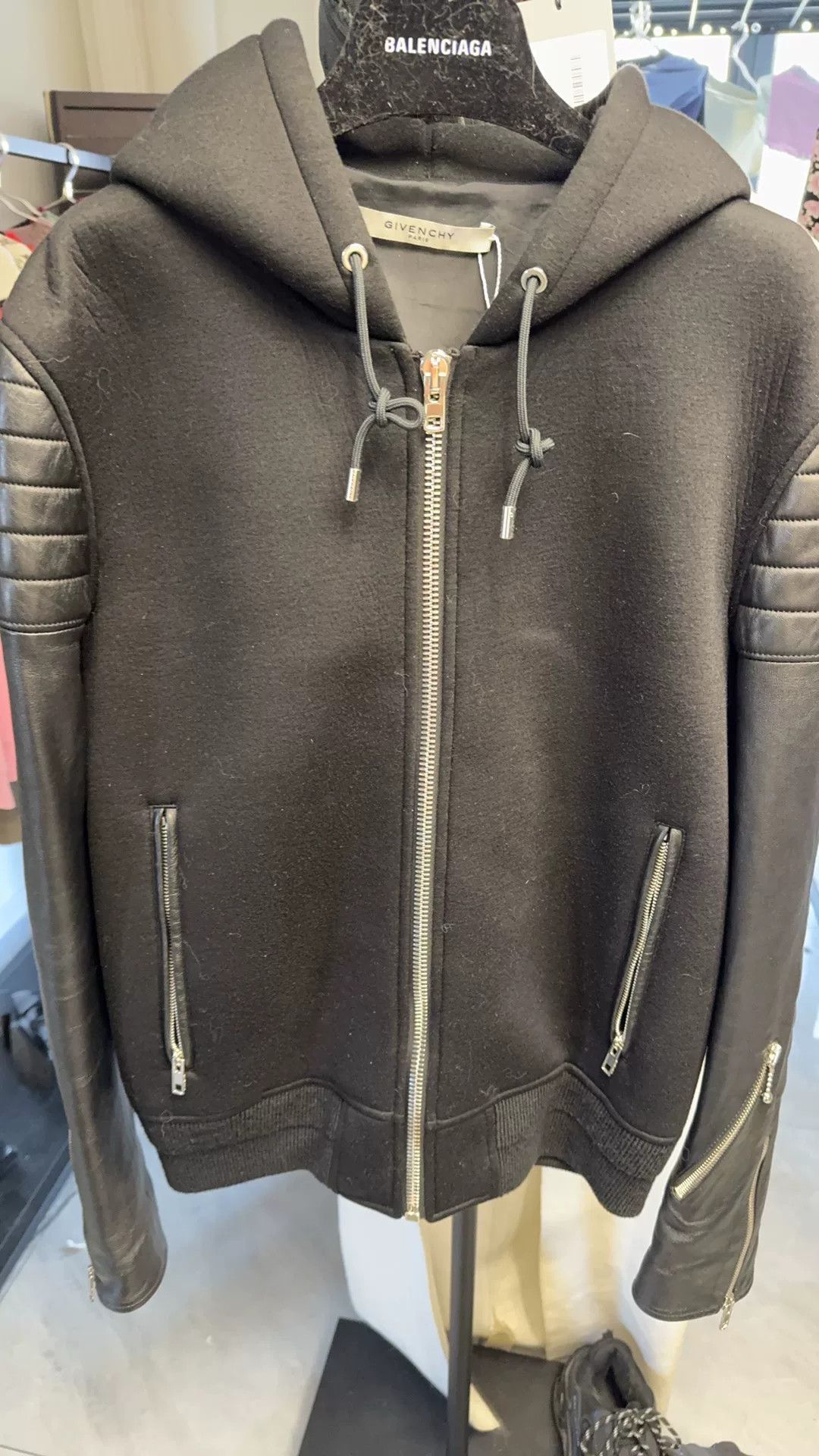 Givenchy Givenchy Lambskin Leather Sleeve Hooded Jacket Size S Size US S / EU 44-46 / 1 - 2 Thumbnail