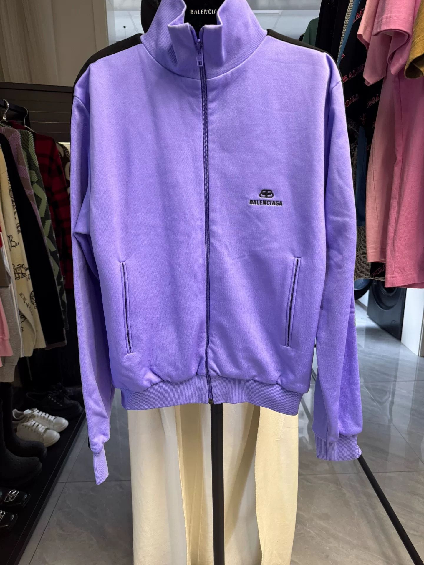 Balenciaga Balenciaga Logo Track Jacket Purple Size 34 Size XS / US 0-2 / IT 36-38 - 2 Thumbnail