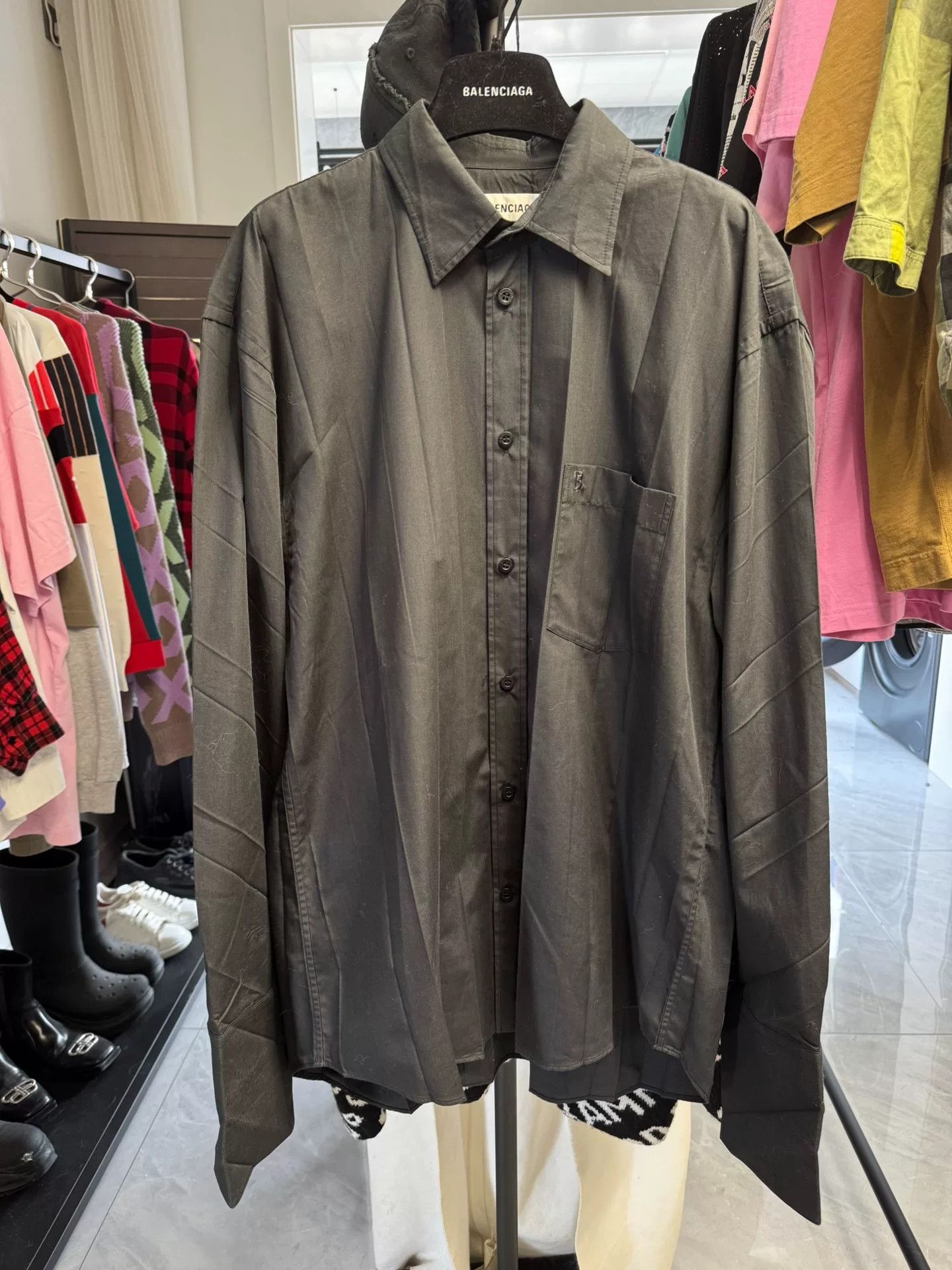 Balenciaga Balenciaga Logo Embroidered Button Up Shirt Size 36 Size XS / US 0-2 / IT 36-38 - 2 Thumbnail
