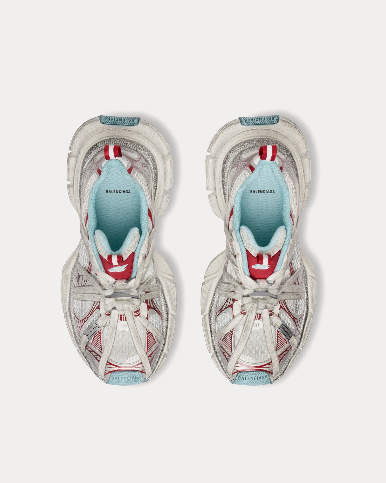 Balenciaga 3XL Extreme Laces B White / Red / Turquoise Low Top Sneakers Size US 7 / EU 40 - 2 Thumbnail