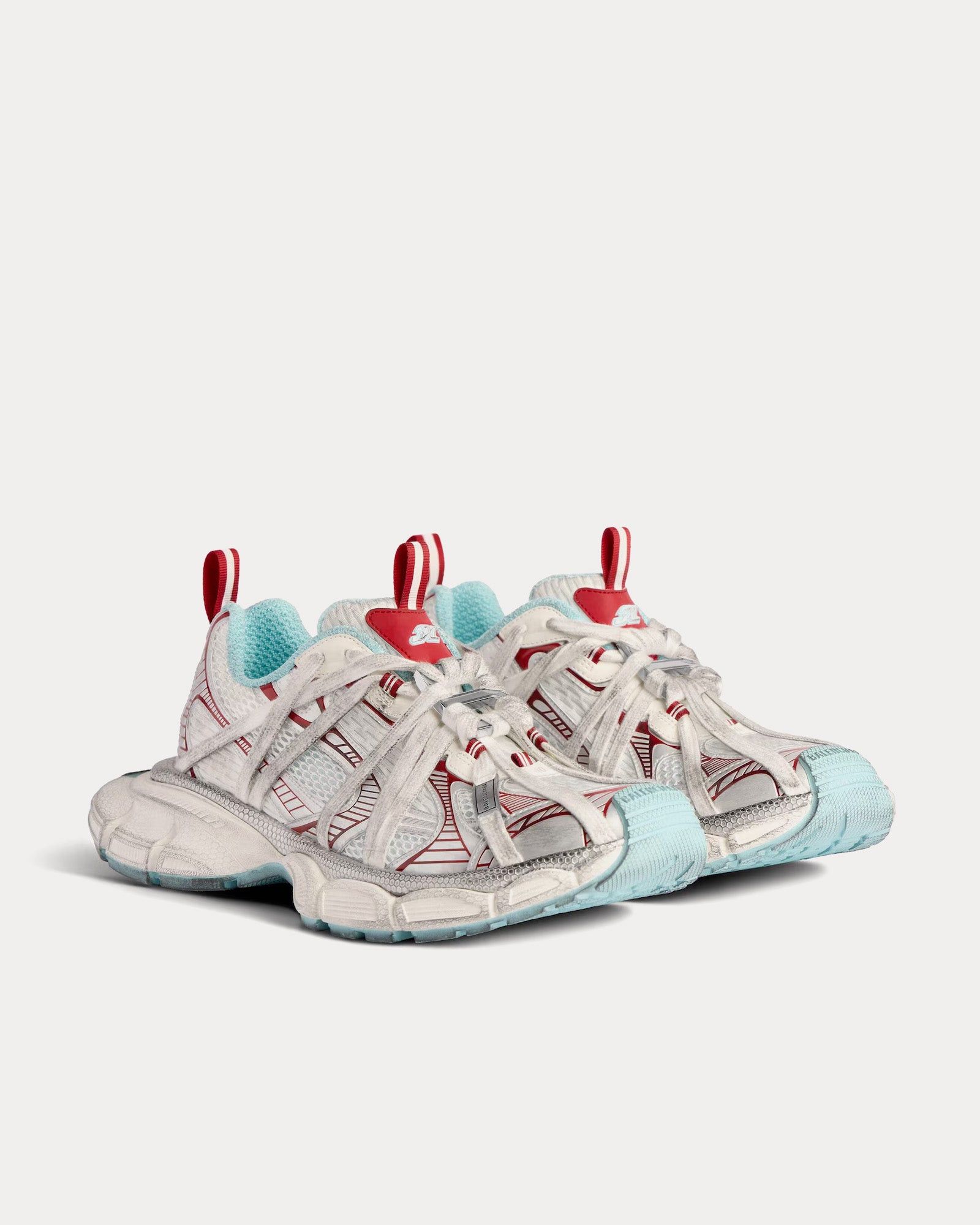 Balenciaga 3XL Extreme Laces B White / Red / Turquoise Low Top Sneakers Size US 8 / EU 41 - 3 Thumbnail