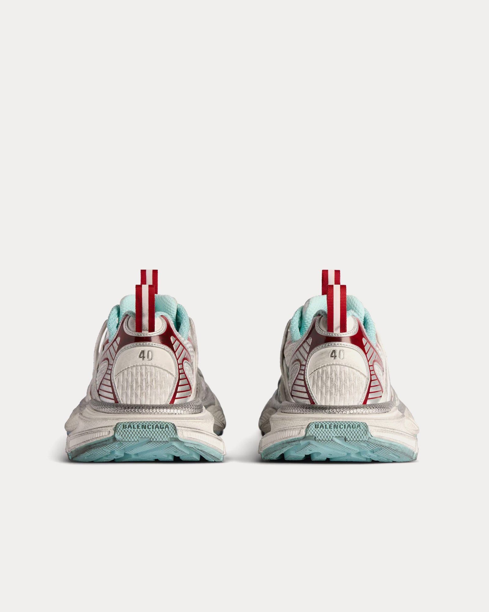 Balenciaga 3XL Extreme Laces B White / Red / Turquoise Low Top Sneakers Size US 12 / EU 45 - 4 Thumbnail