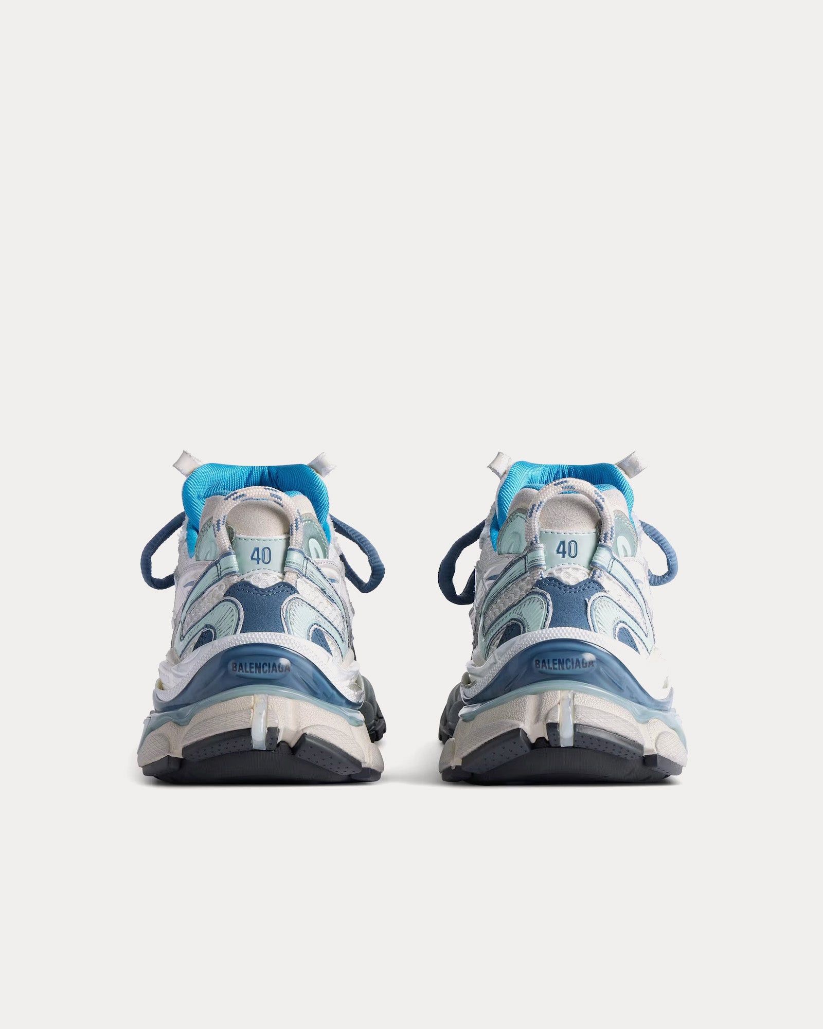 Balenciaga Runner 2.0 Mesh & Polyurethane White / Blue / Beige Low Top Sneakers Size US 13 / EU 46 - 4 Thumbnail