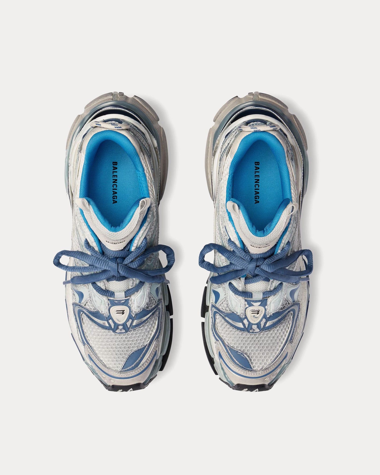 Balenciaga Runner 2.0 Mesh & Polyurethane White / Blue / Beige Low Top Sneakers Size US 13 / EU 46 - 2 Thumbnail