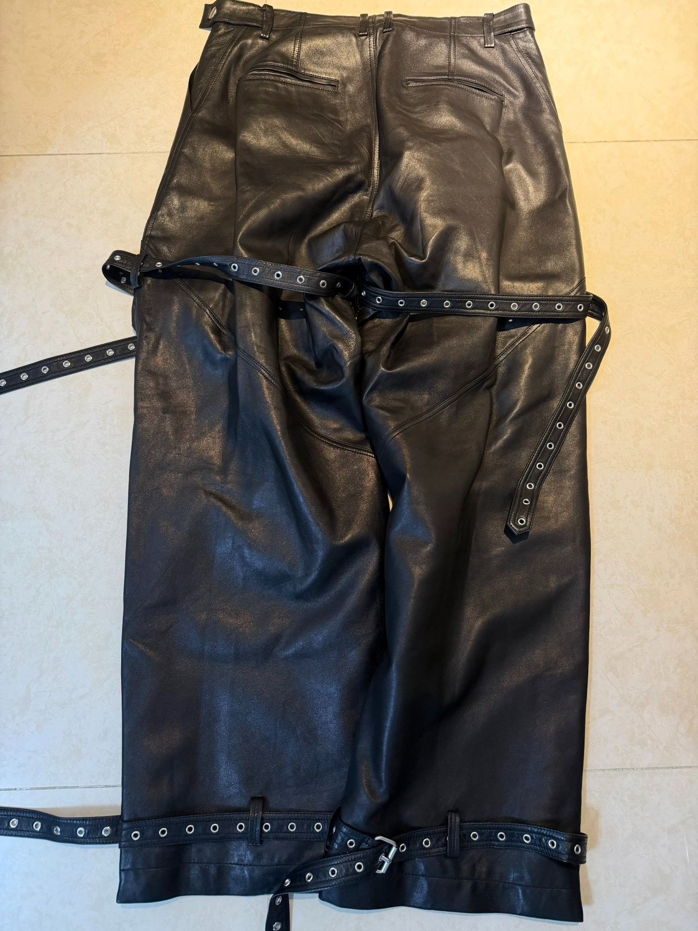 WE11DONE WE11DONE SS23 Black Moto Leather Pants Size US 34 / EU 50 - 4 Thumbnail