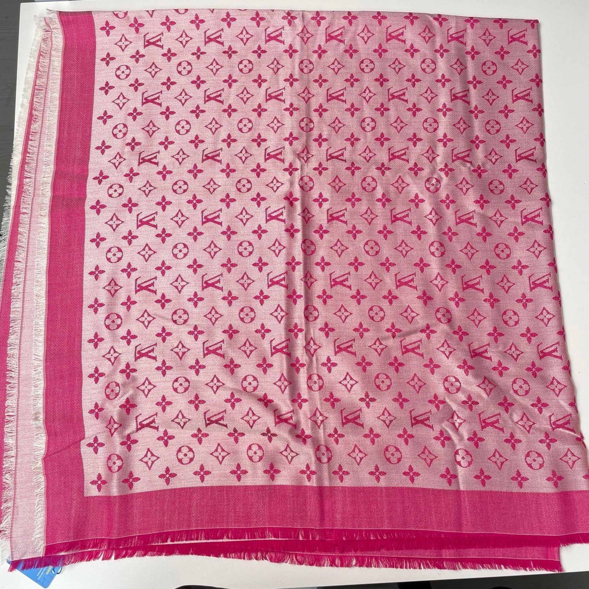 Louis Vuitton LV Pink Monogram Silk Tassel Scarf Size ONE SIZE - 2 Thumbnail