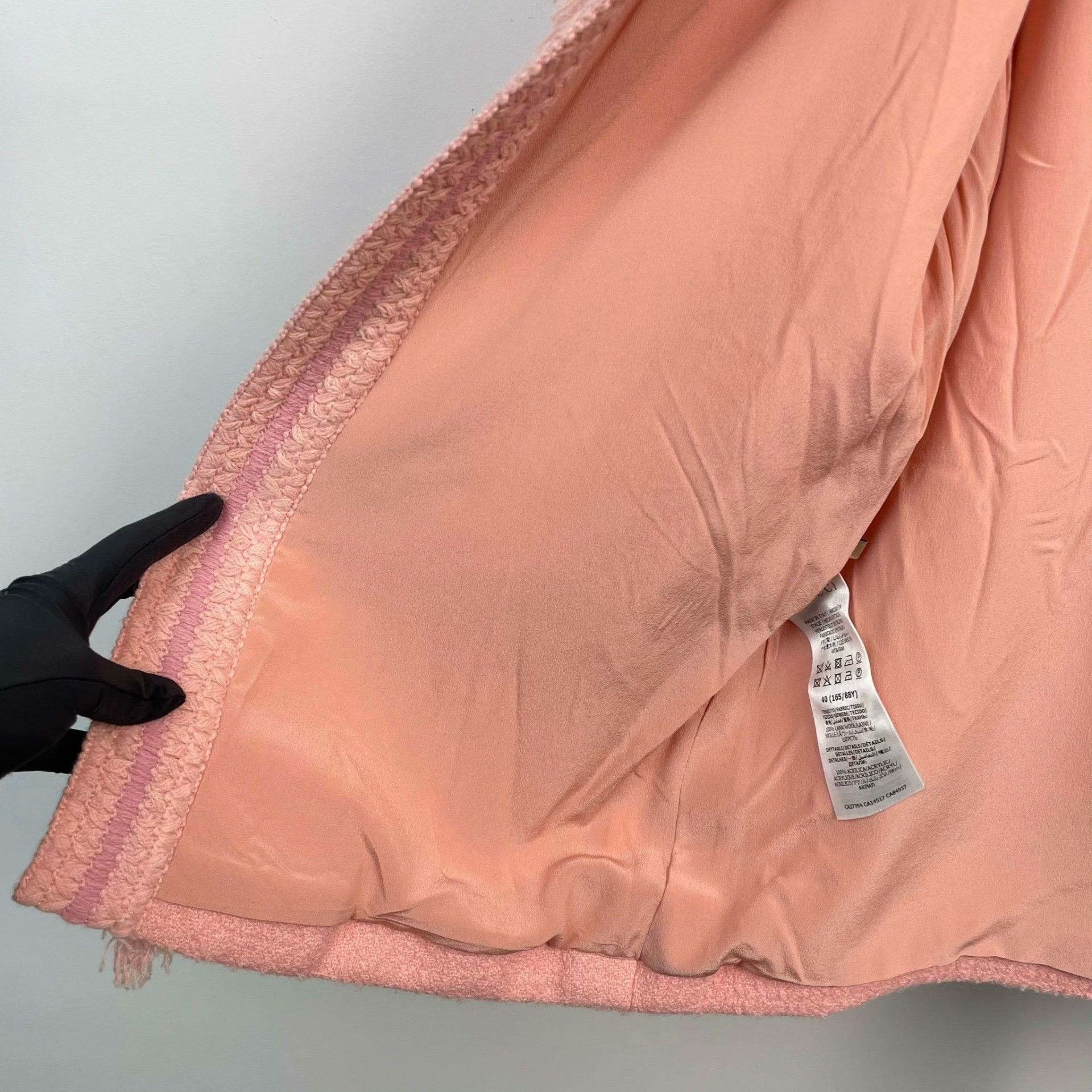 Gucci Pink Gucci Wool Coat with Lace Trim Size S / US 4 / IT 40 - 7 Thumbnail