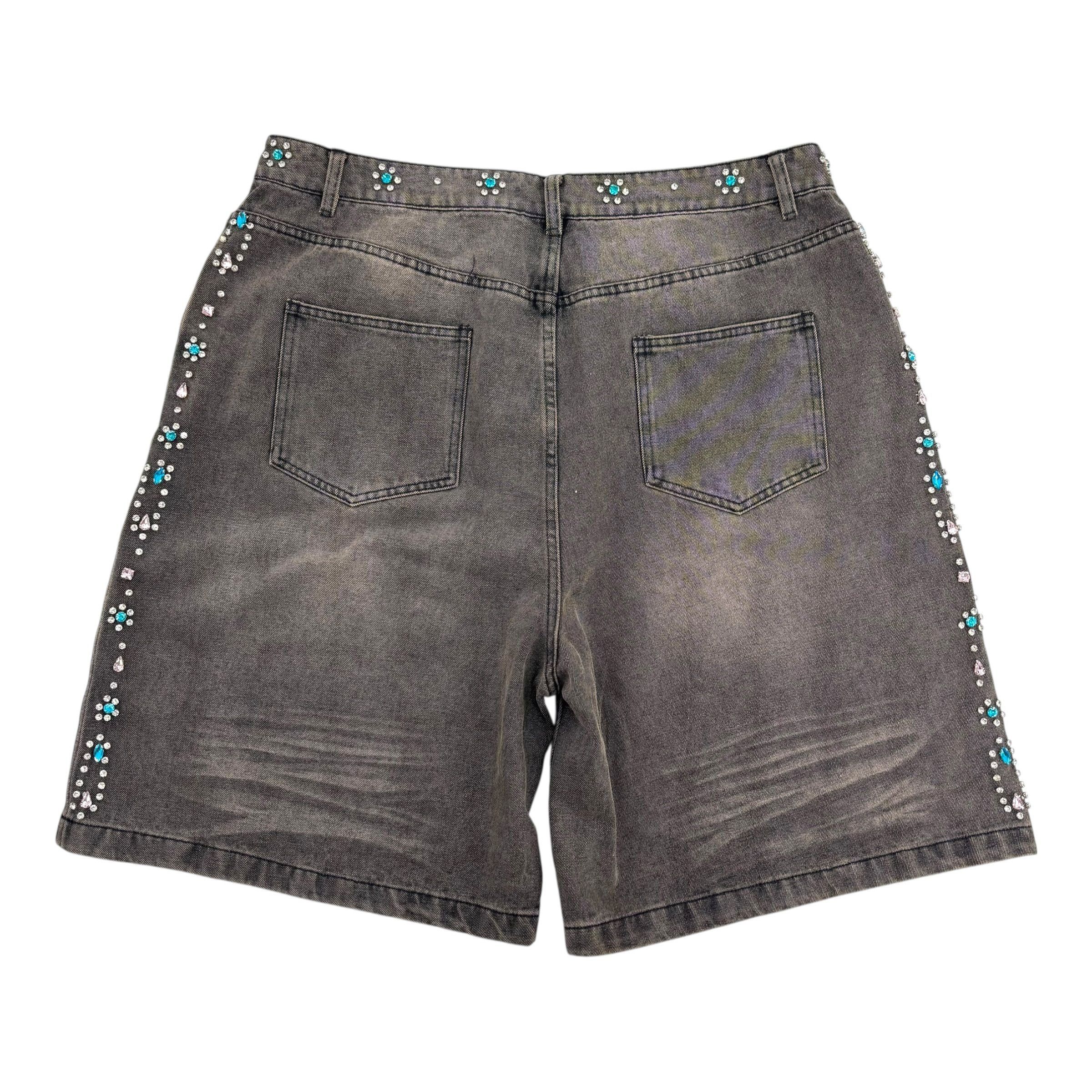 Vale Bedazzled Denim Shorts Black Size US 36 / EU 52 - 2 Thumbnail