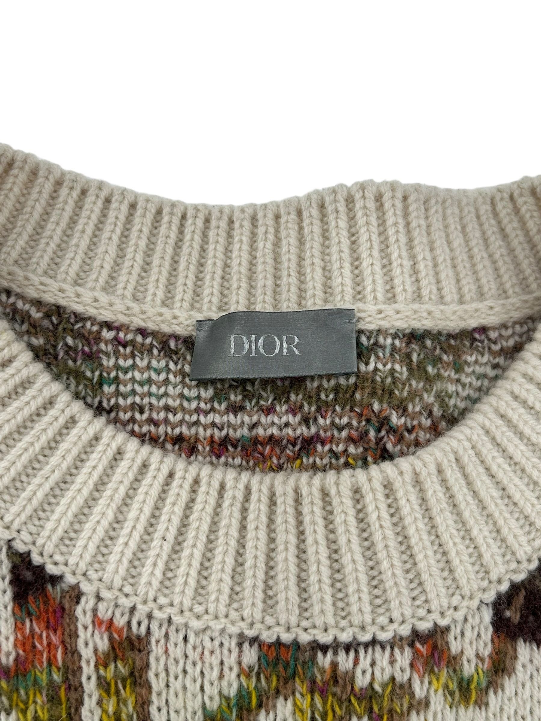 Dior Oblique Multicolor Sweater Tan Size US XL / EU 56 / 4 - 2 Thumbnail