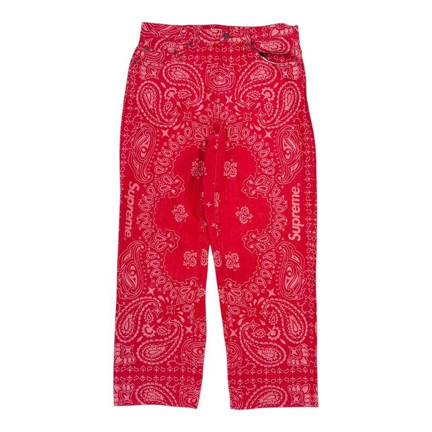 Supreme Bandana Jacquard Baggy Jean Red Size US 32 / EU 48 - 2 Thumbnail