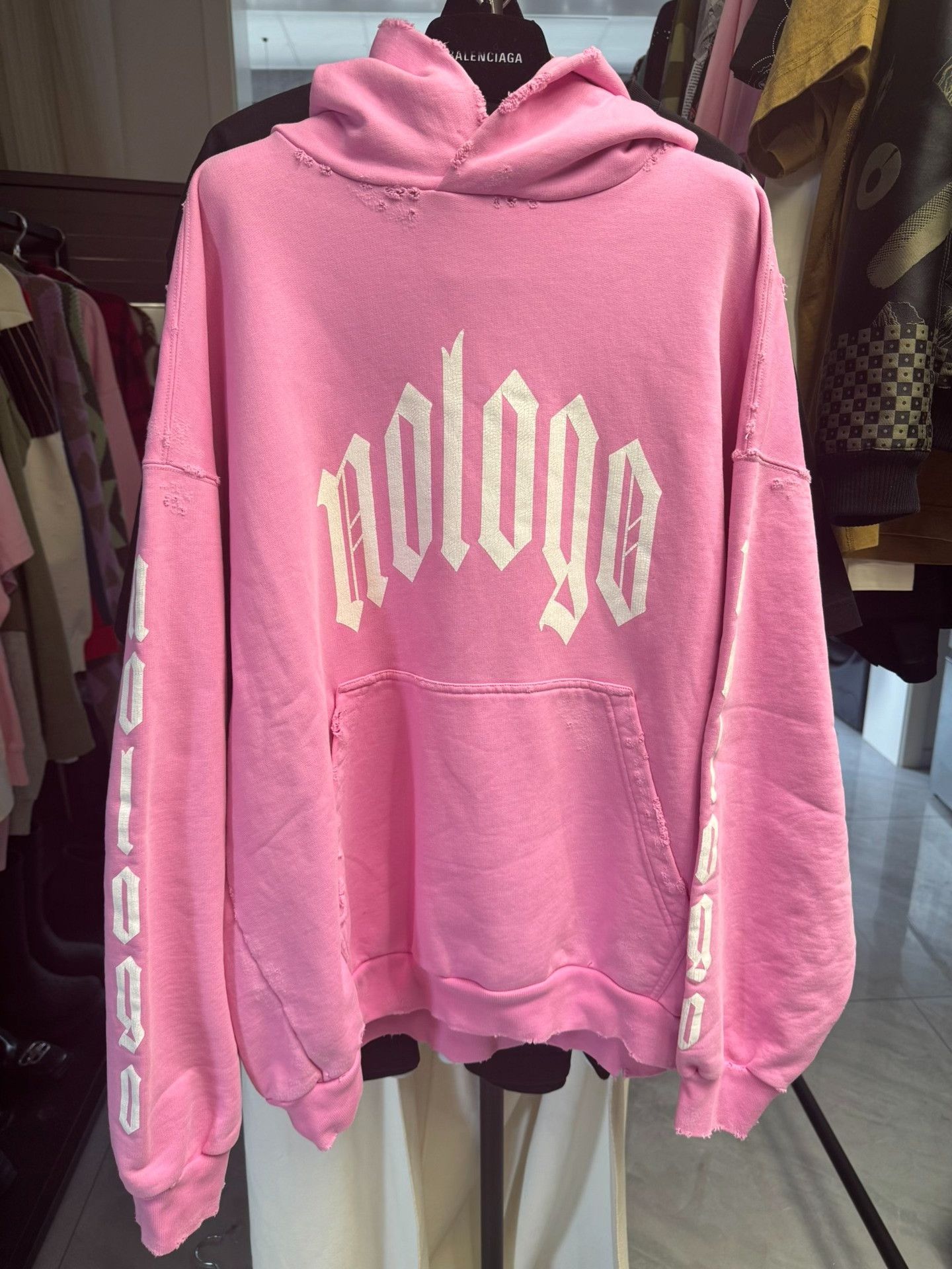 Balenciaga Balenciaga Nologo Distressed Hoodie Size S Size US S / EU 44-46 / 1 - 2 Thumbnail